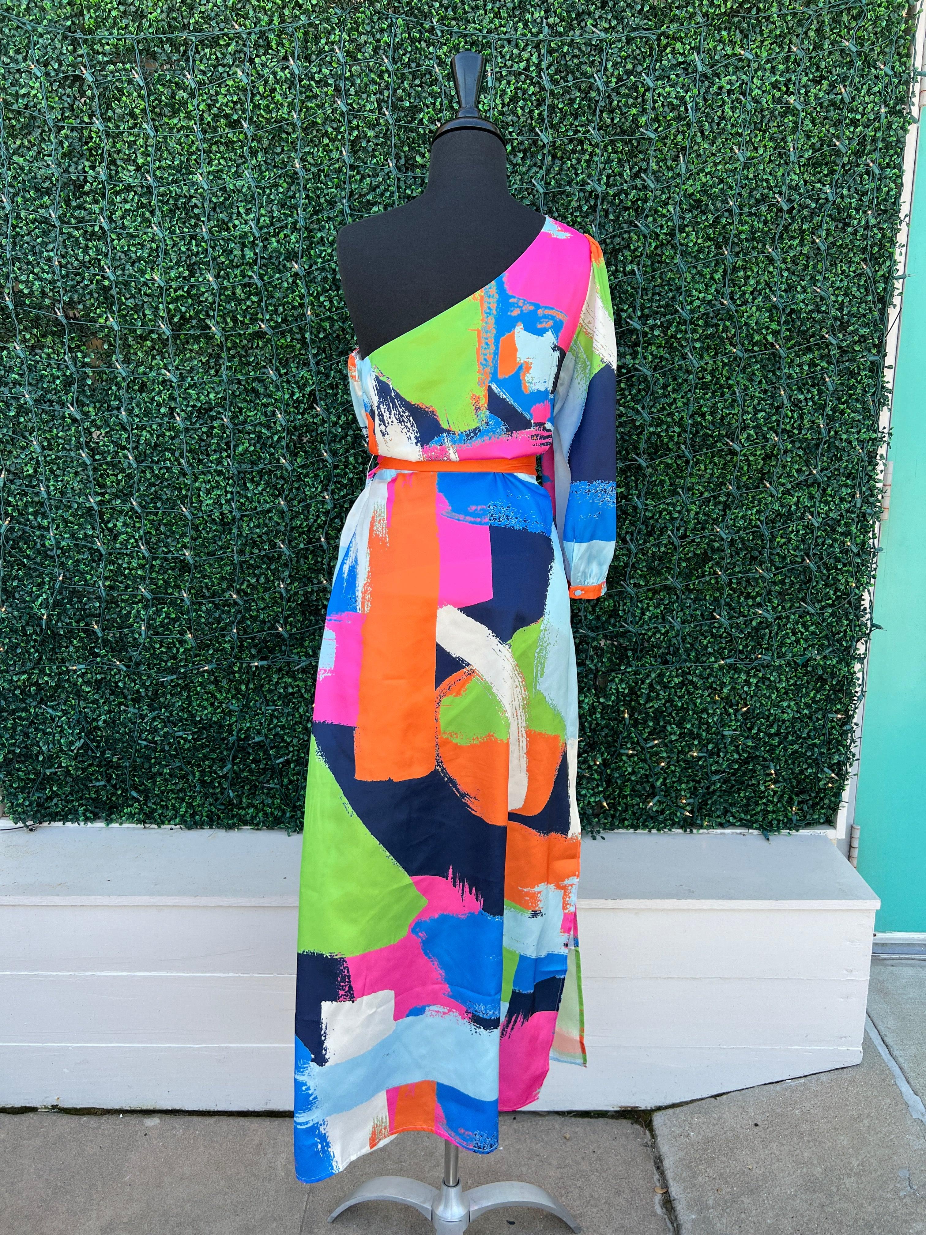 Brushstroke One Shoulder Dress - Image 2