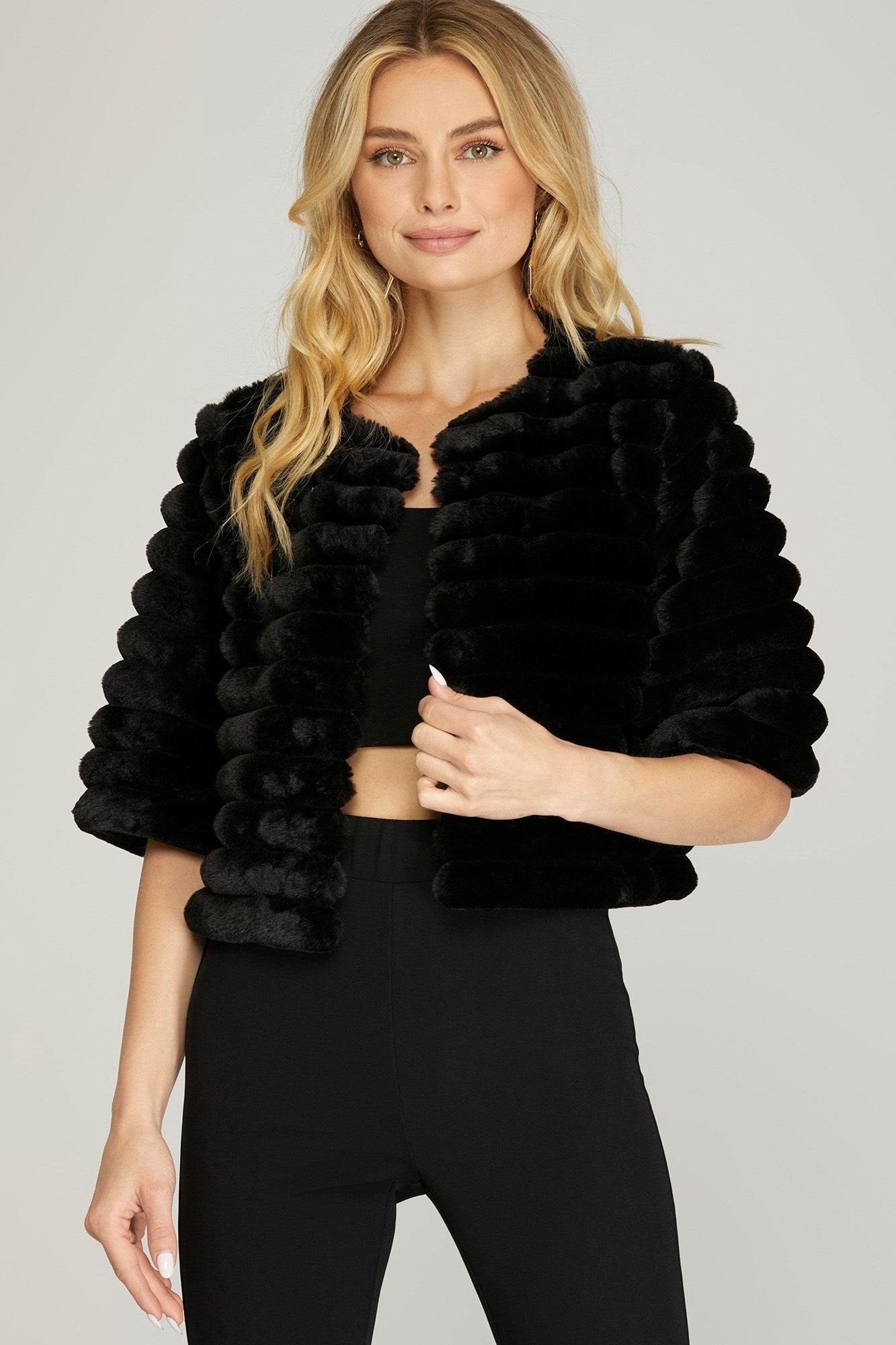 Faux Fur Short Bolero Jacket - Image 5