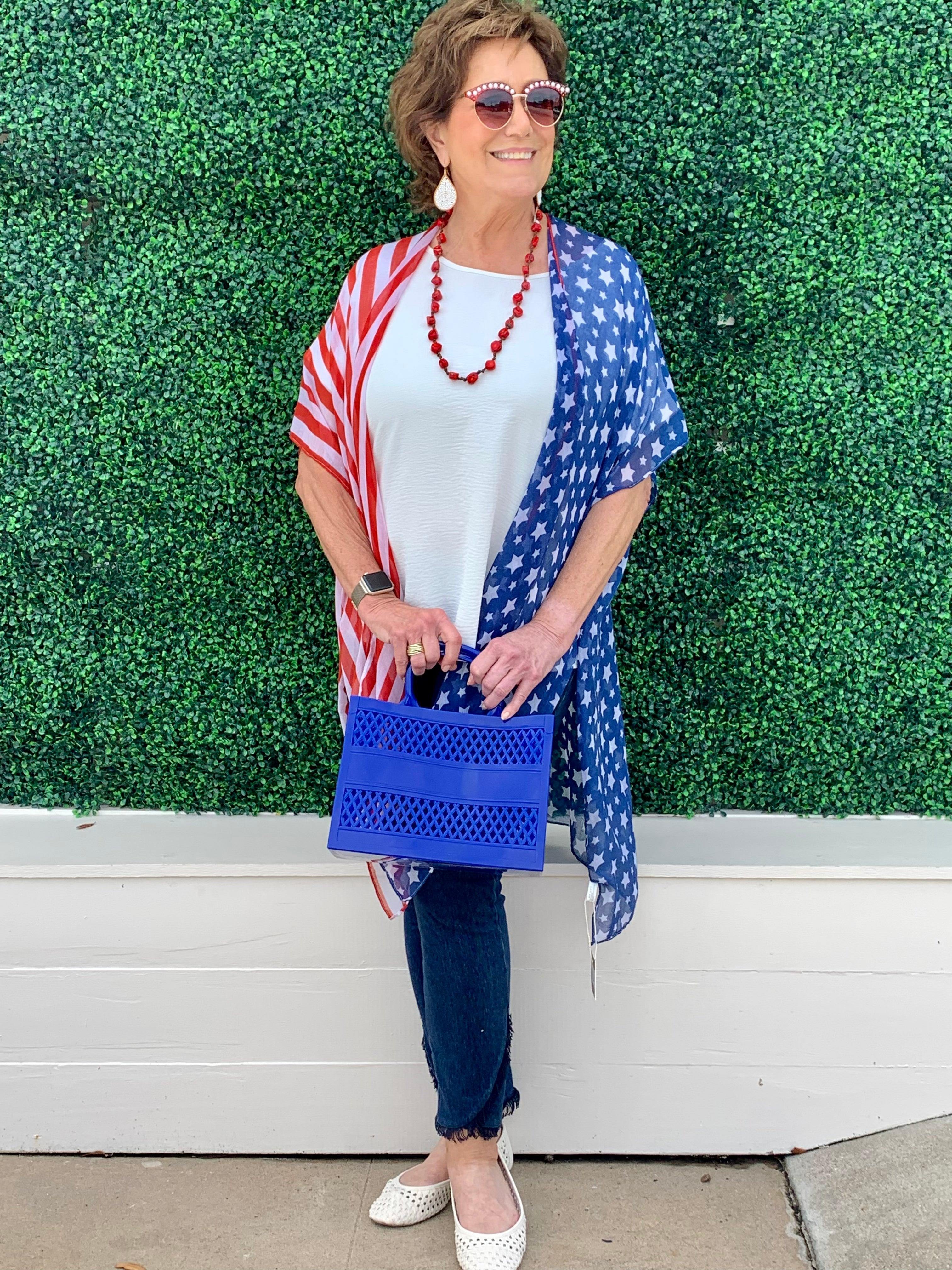 Red White and Blue American Flag Kimono - Image 2