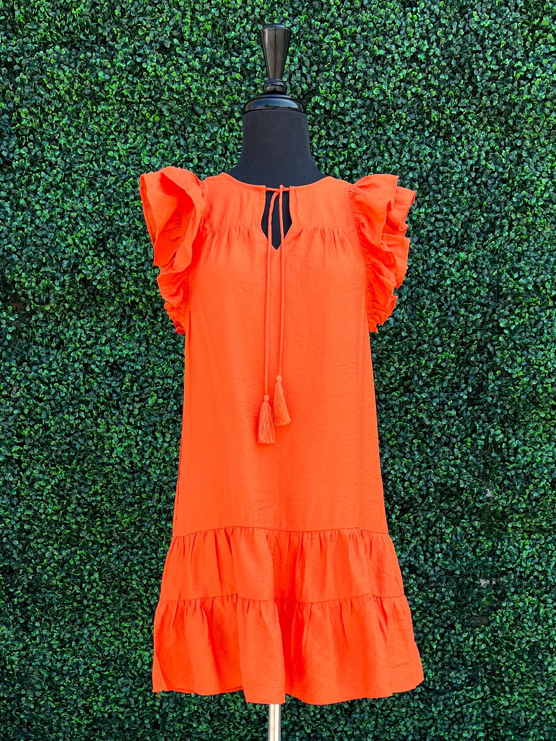 Flutter Sleeve Ruffle Hem Dress - Image 3