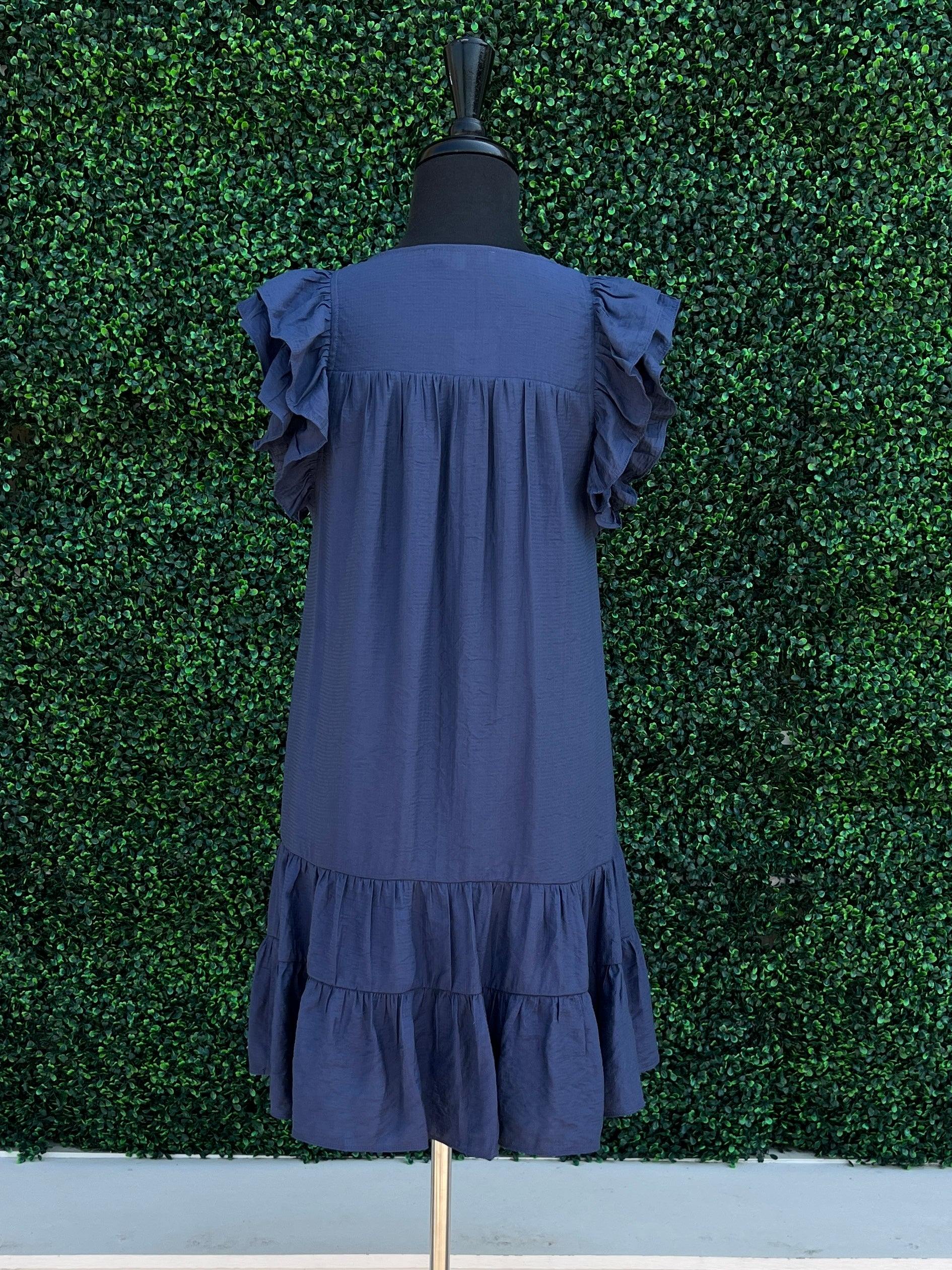 Flutter Sleeve Ruffle Hem Dress - Image 8