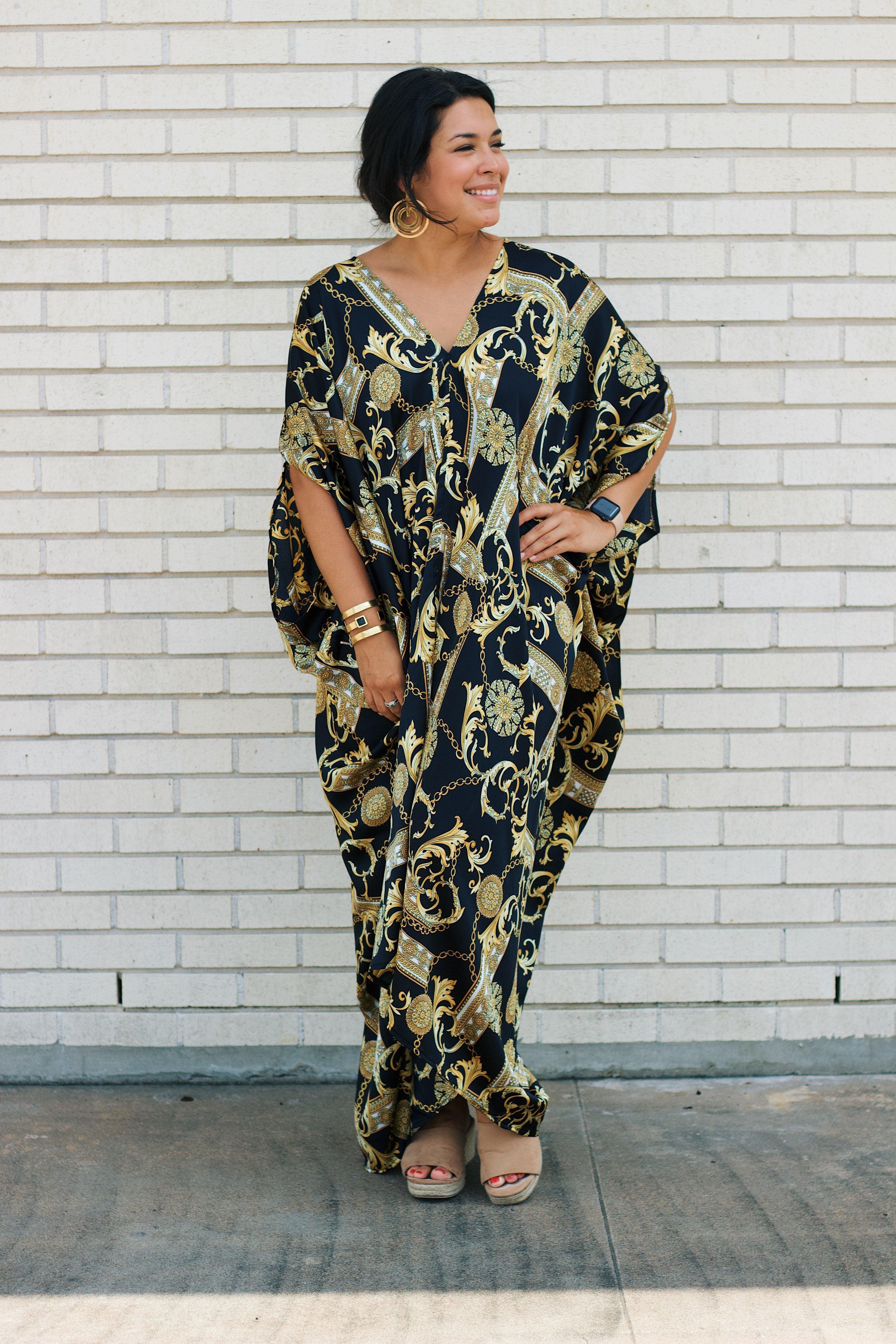 Black and Gold Linked Caftan - Image 7