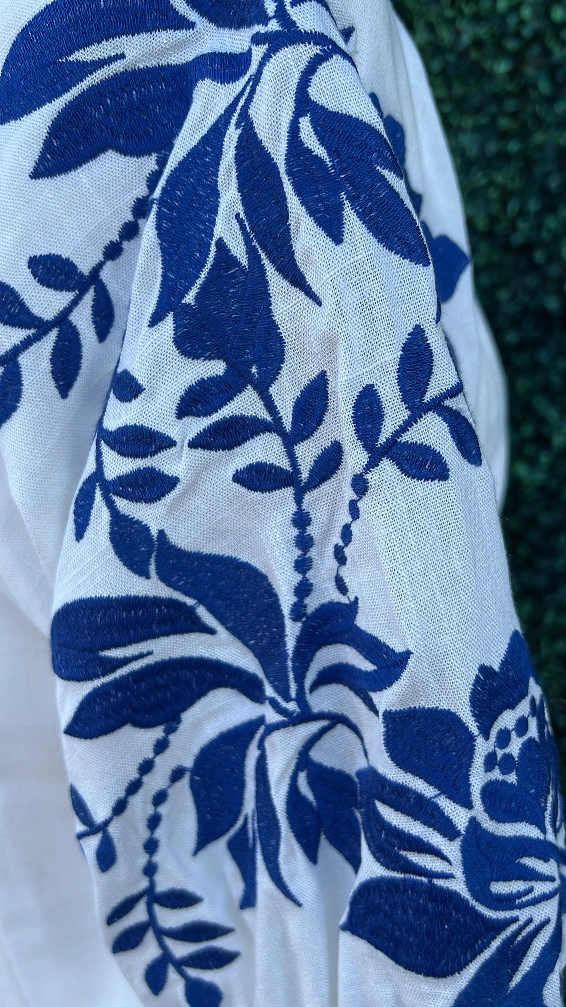 Blue and White Embroidered Blouse - Image 4