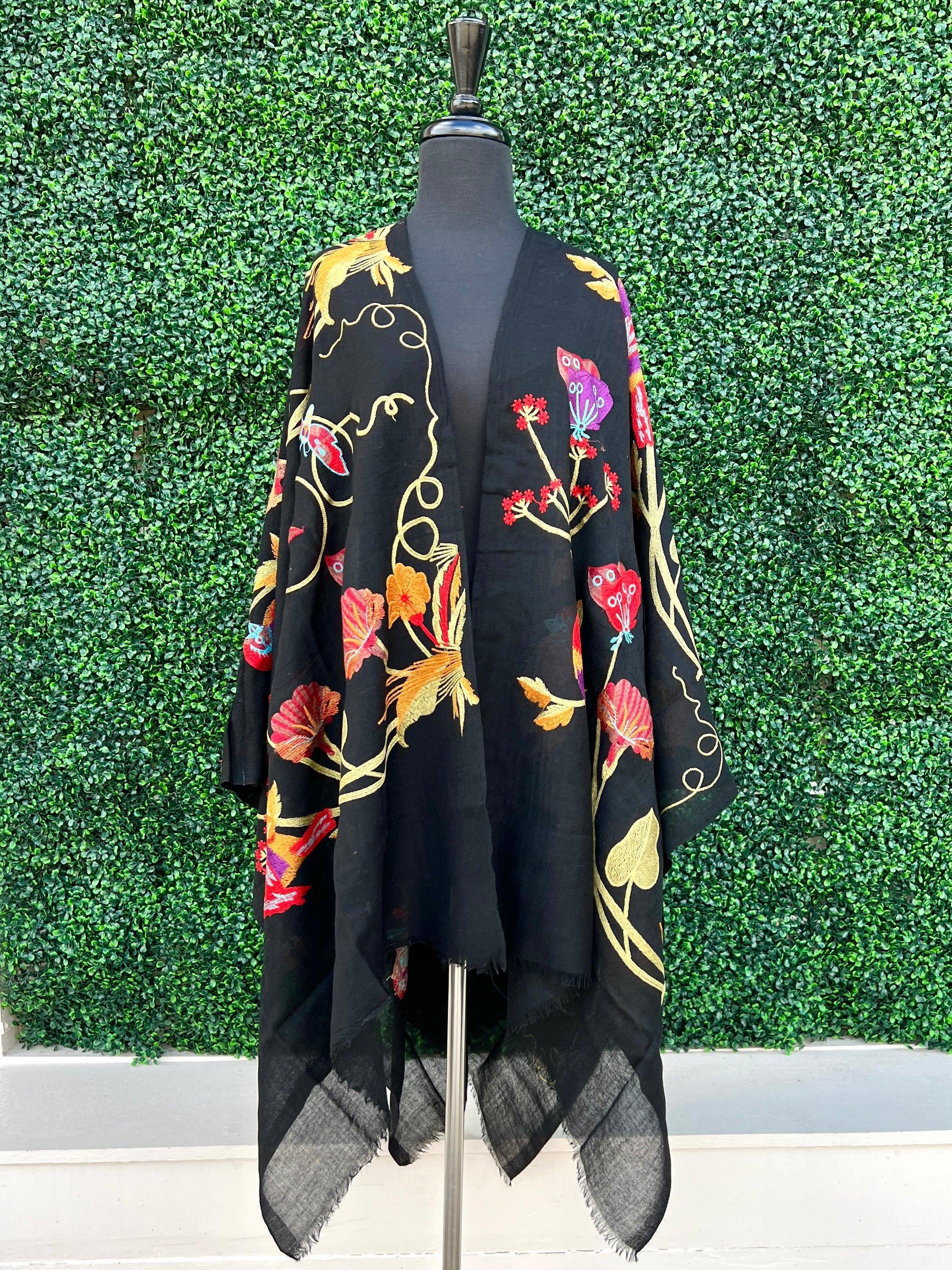 ANU Embroidered Botanical Ruana - Image 2
