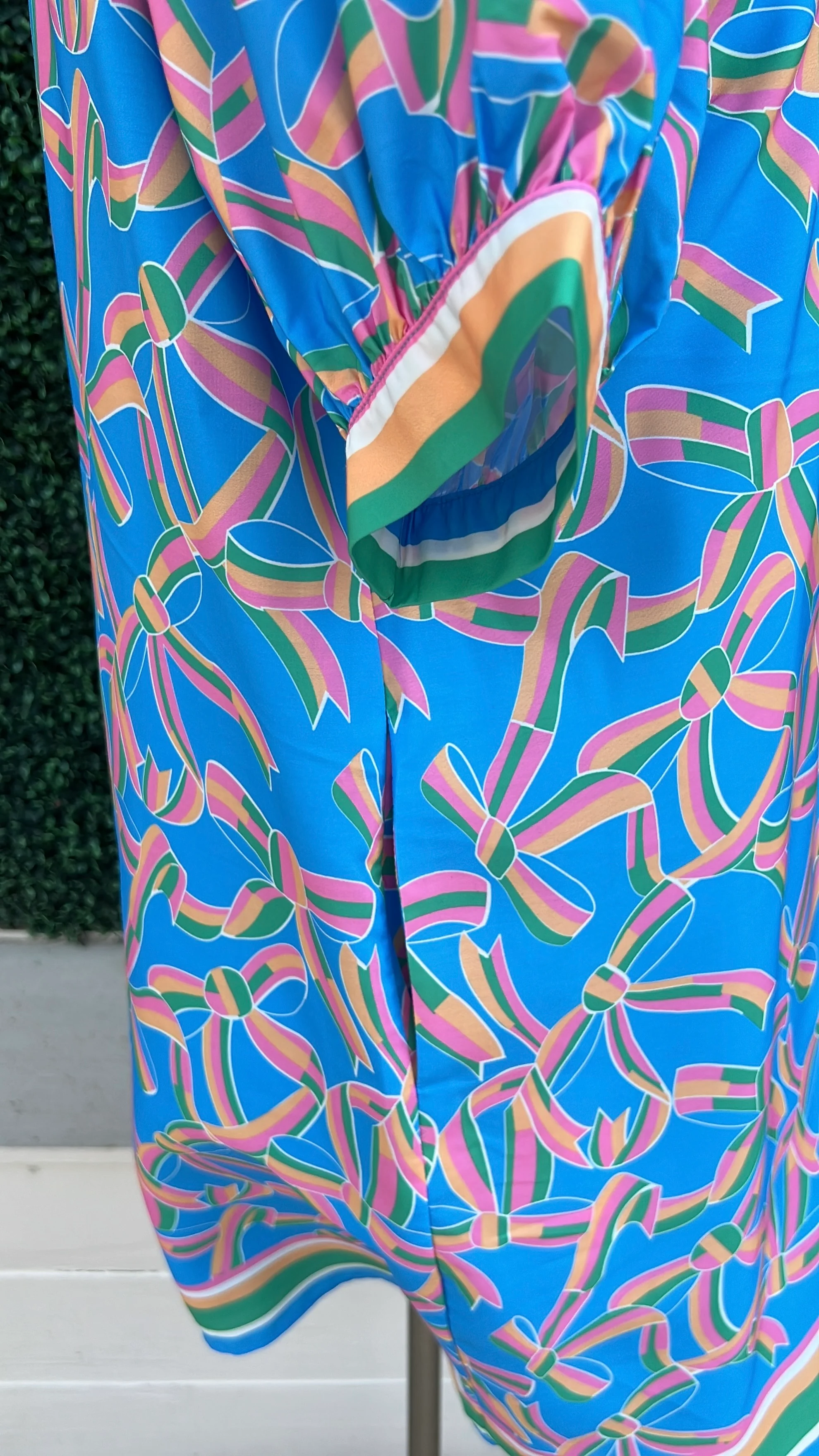 Bow Print Stripe Dress - Image 4
