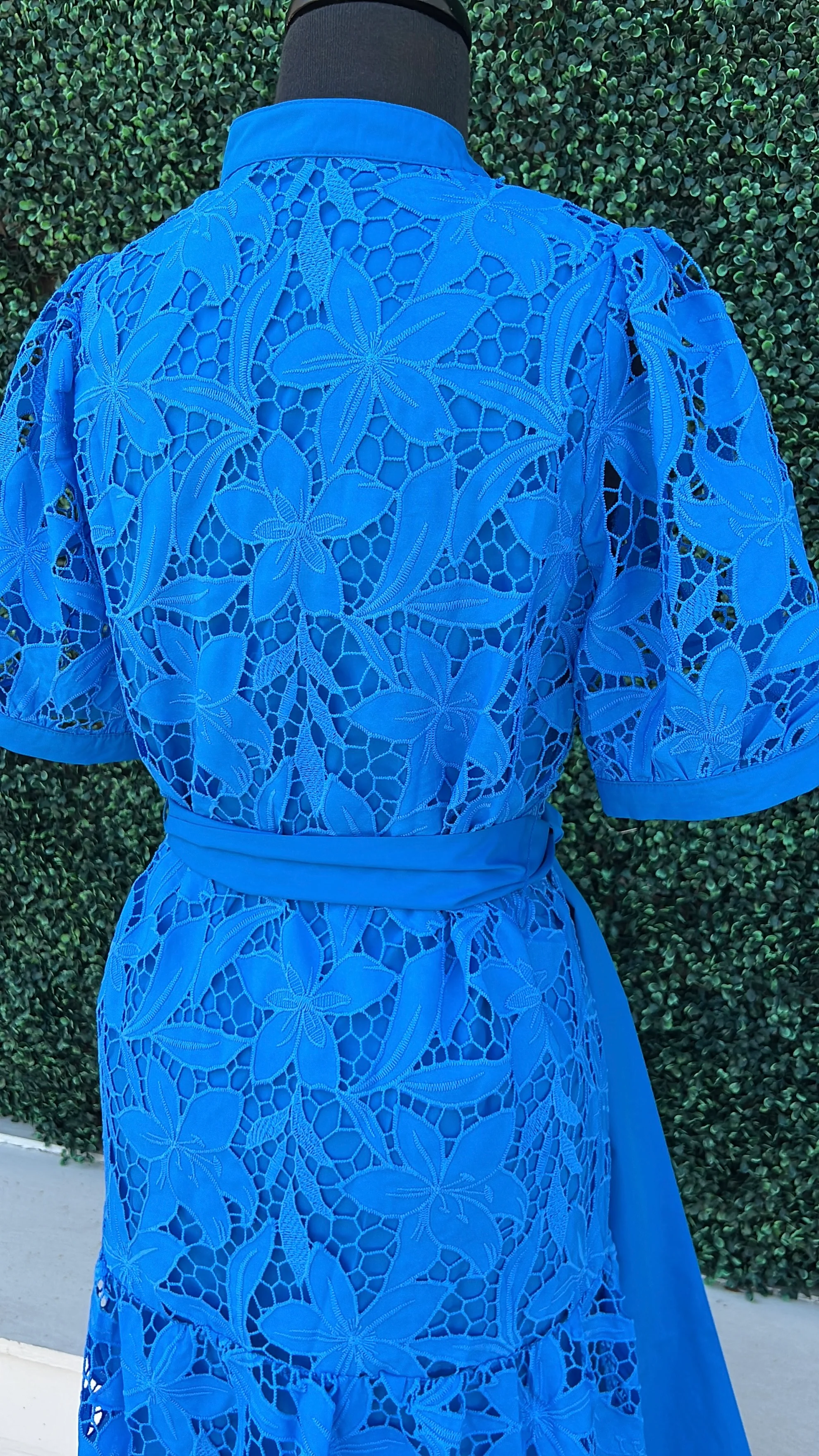 Blue Lace Button Down Dress - Image 6