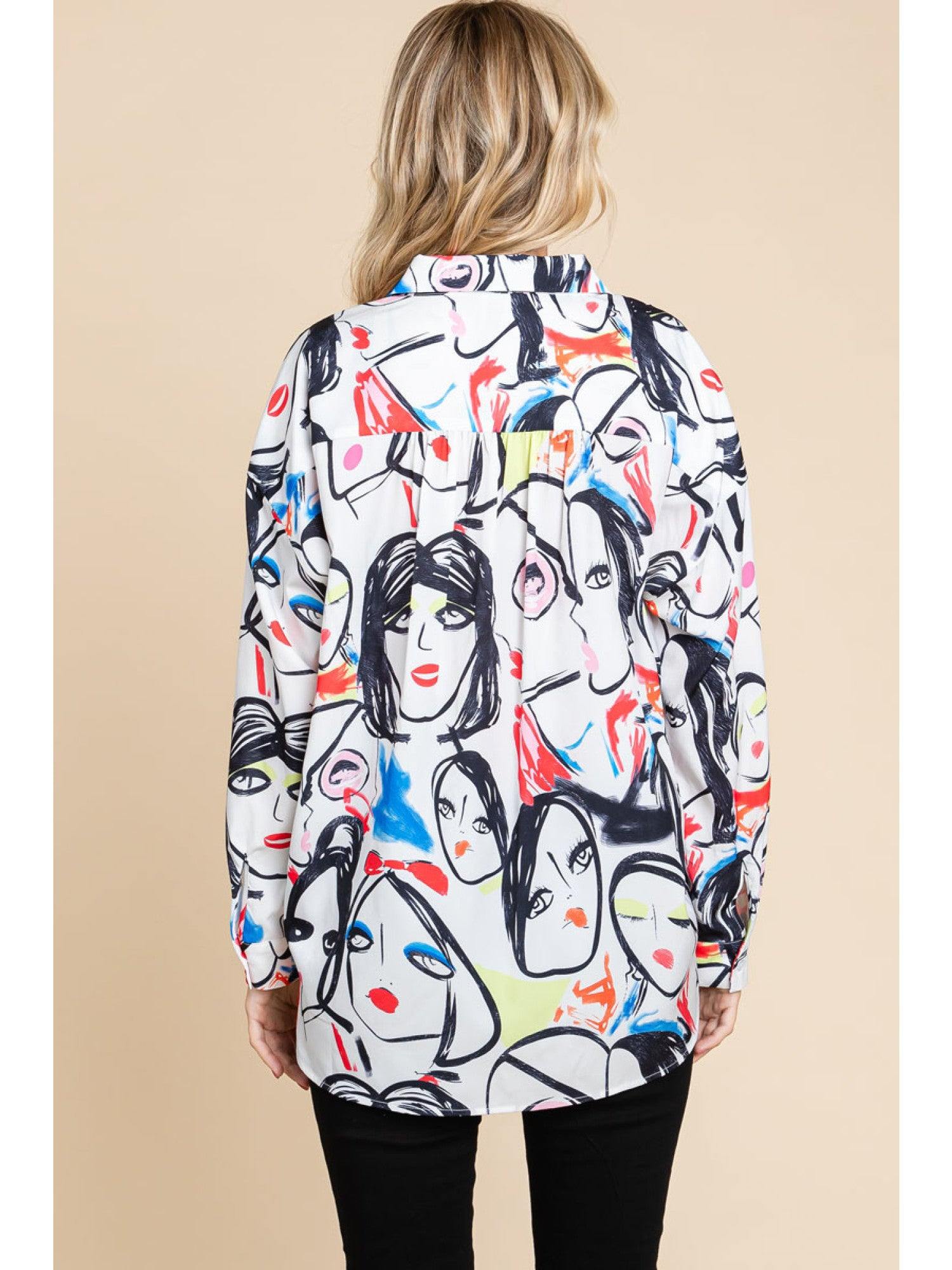 Portrait Print Blouse - Image 2