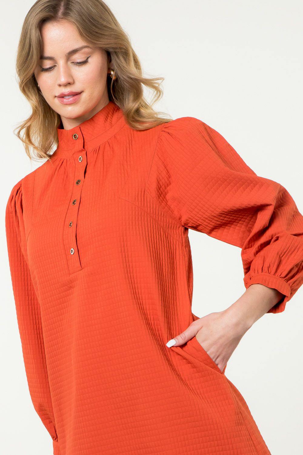Textured Button Down Dress - Image 5