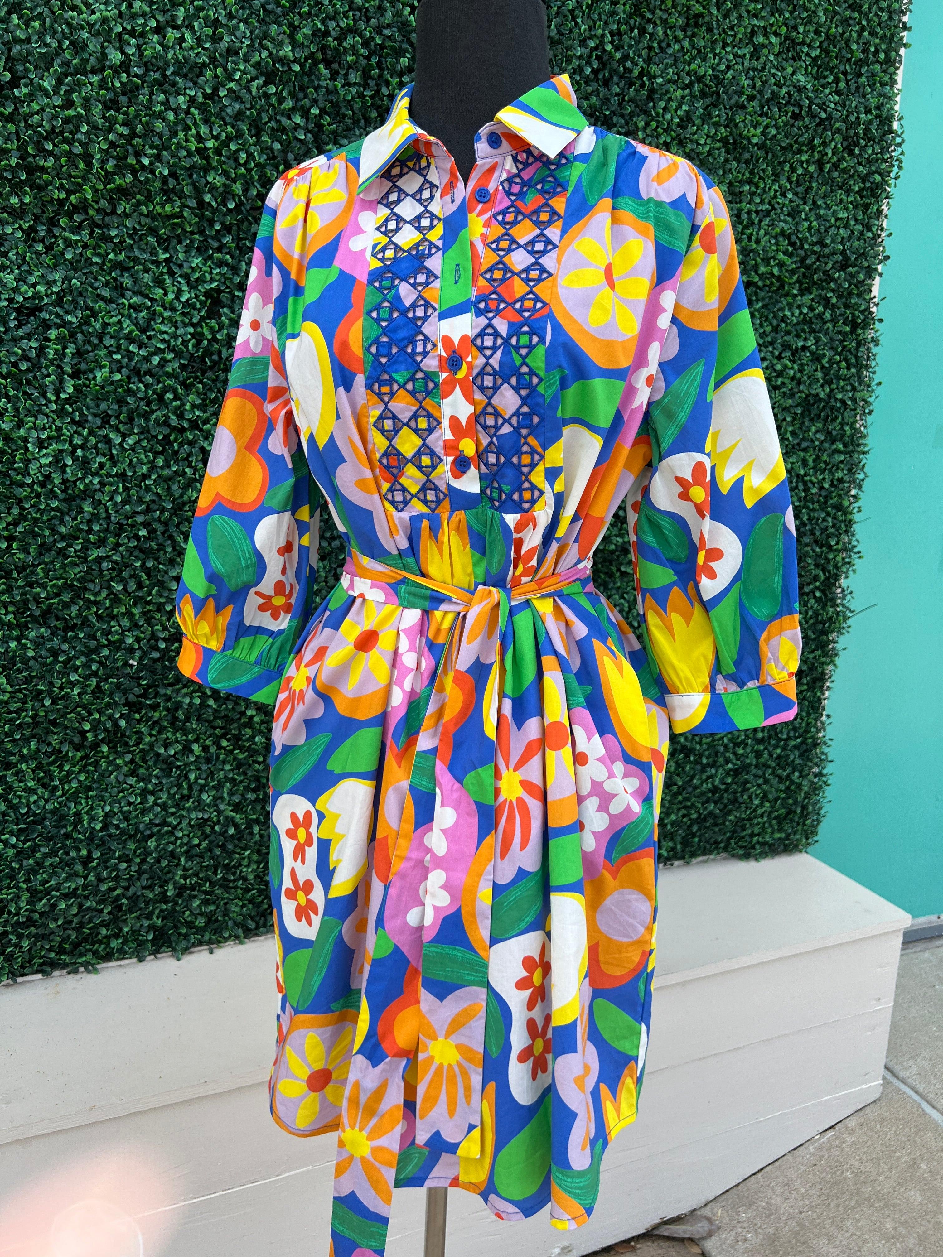 Bold Floral Cotton Dress - Image 5