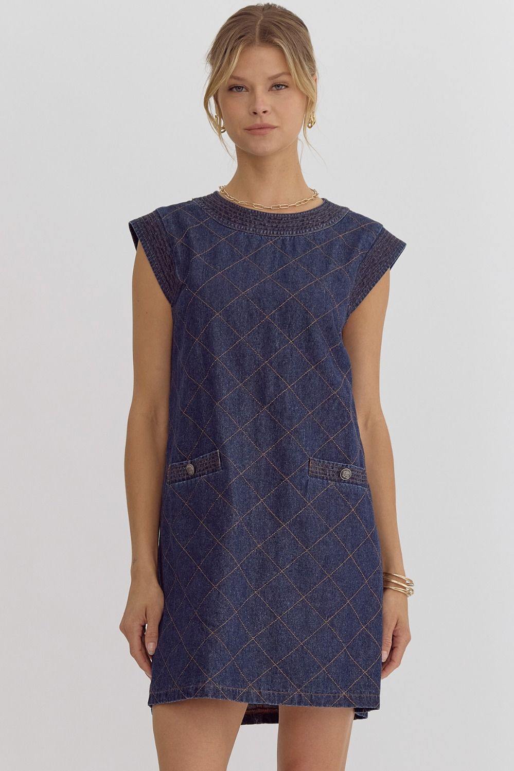 Stitched Denim Dress - Image 2