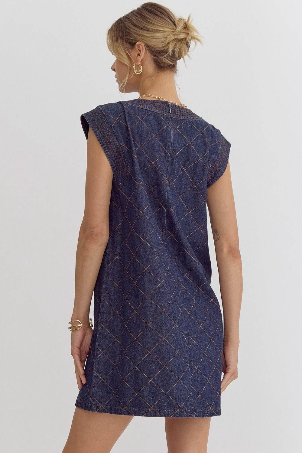 Stitched Denim Dress - Image 3