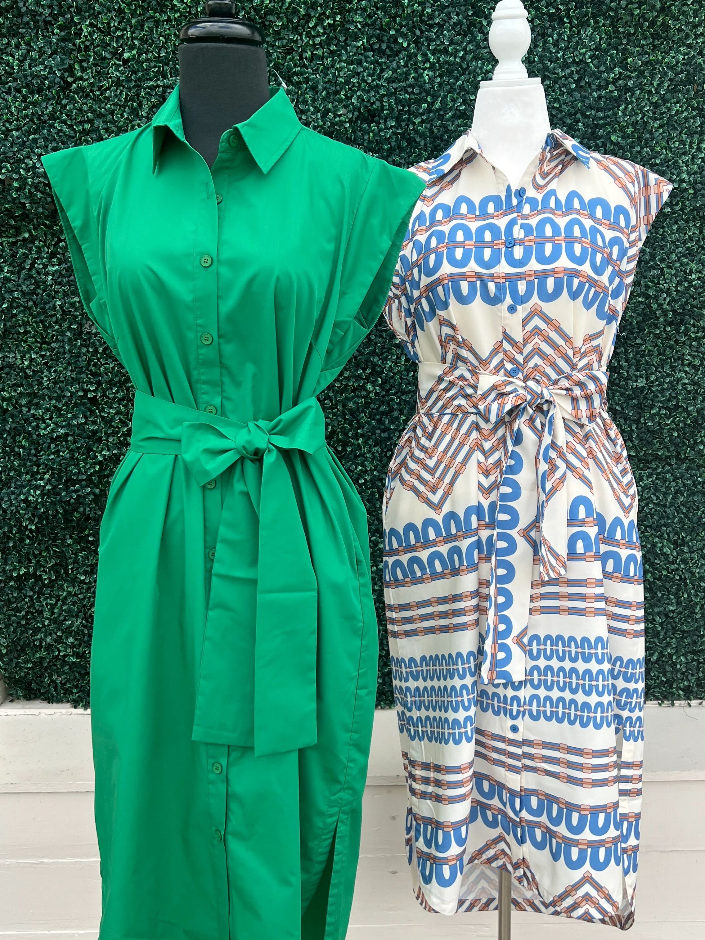 Cap Sleeve Button Down Midi Dress