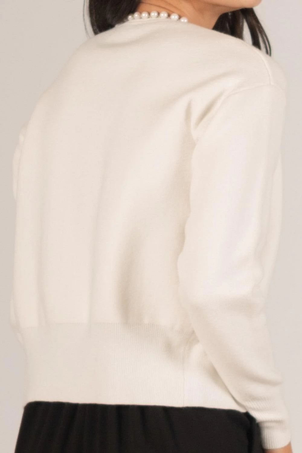 White Pearl Trim Cardigan - Image 5