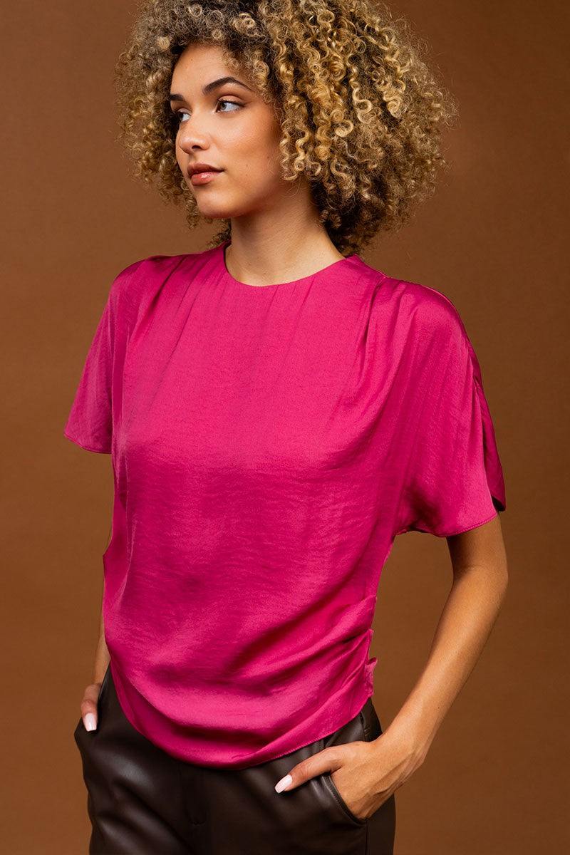 Gathered Satin Blouse - Image 3