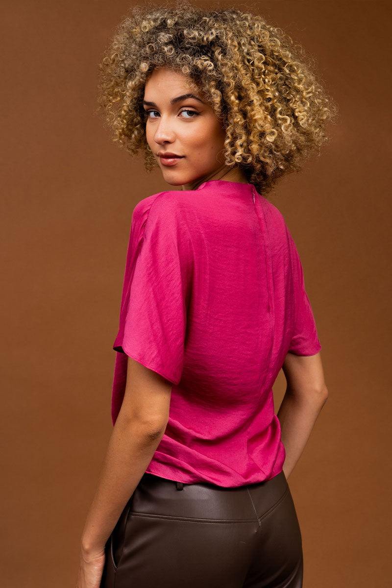 Gathered Satin Blouse - Image 4