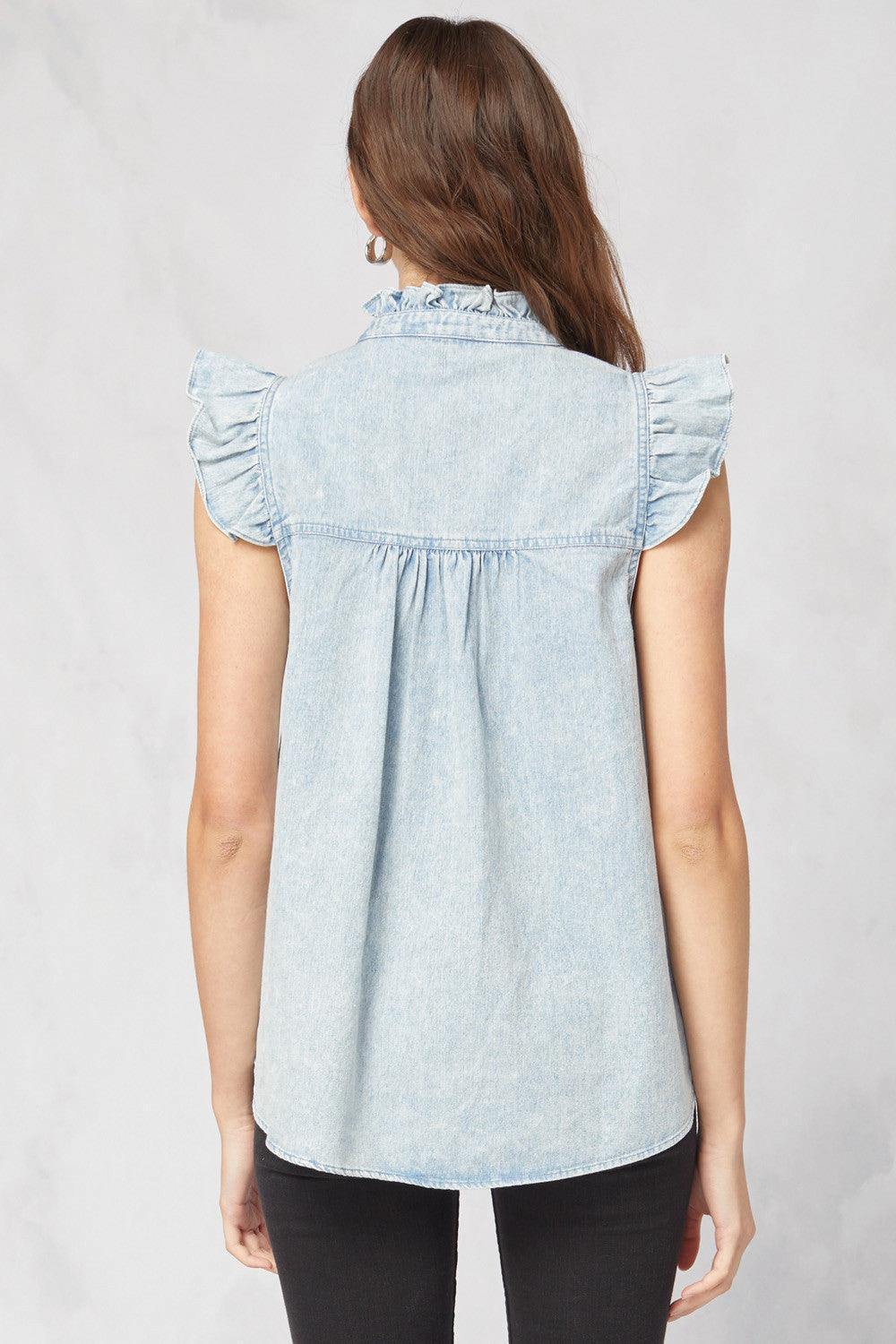 Denim Ruffle Top - Image 5