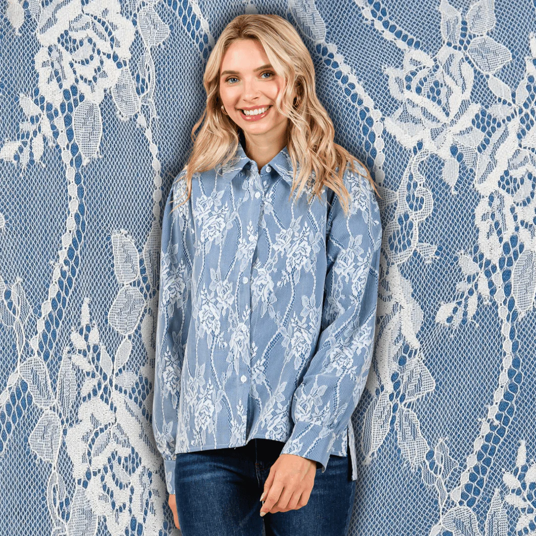 Denim & Lace Button Up