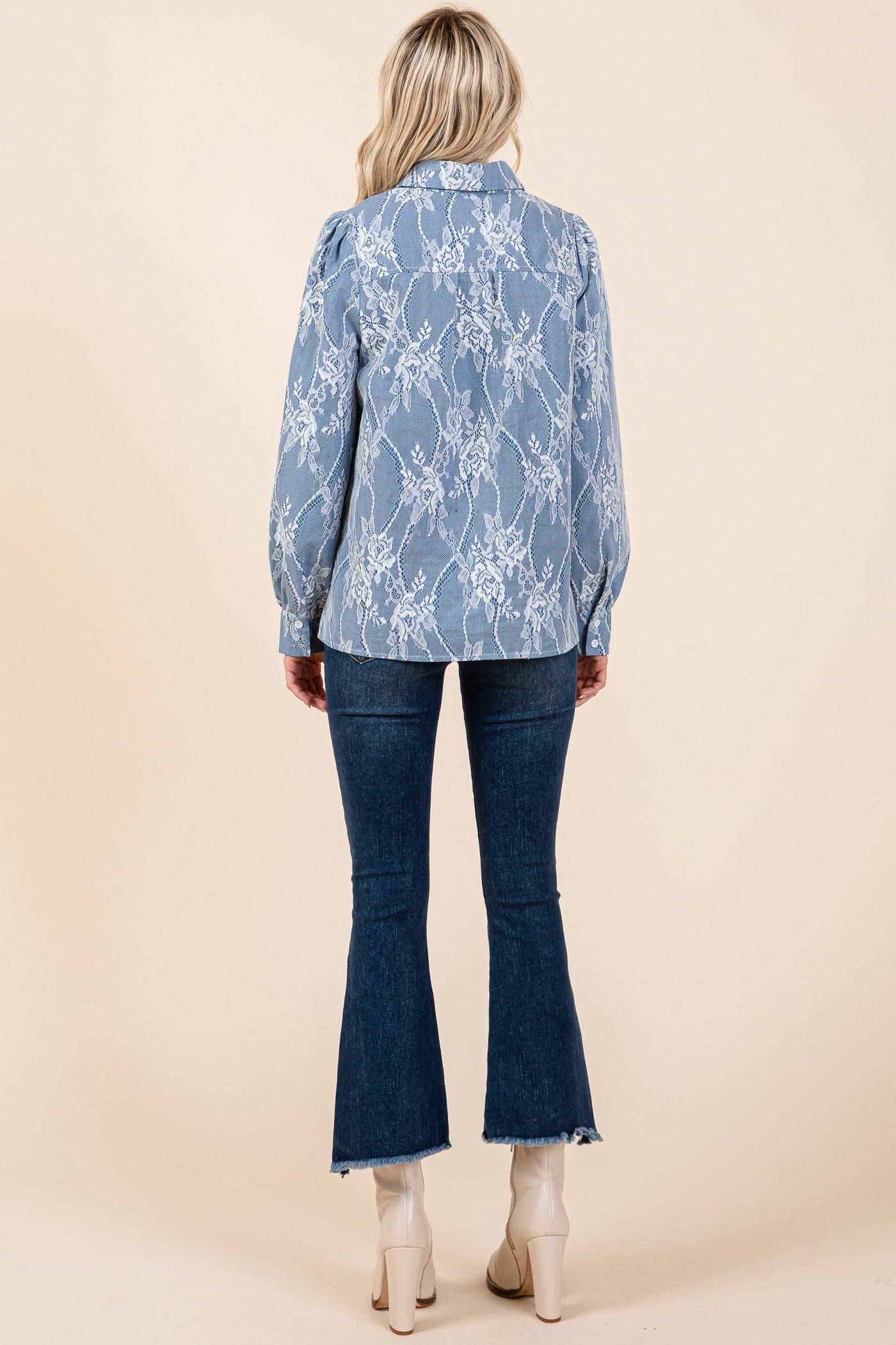 Denim & Lace Button Up - Image 3