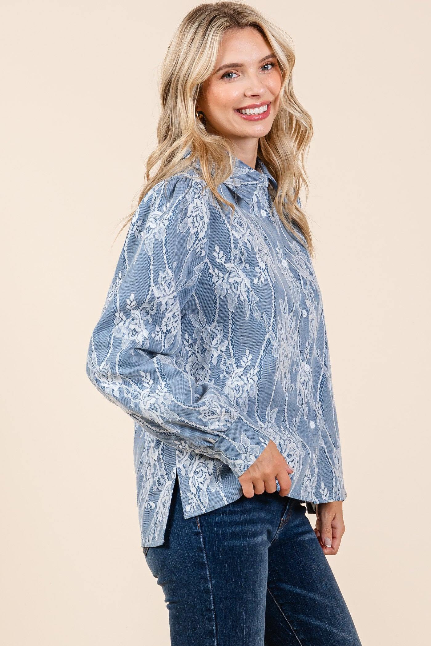 Denim & Lace Button Up - Image 4