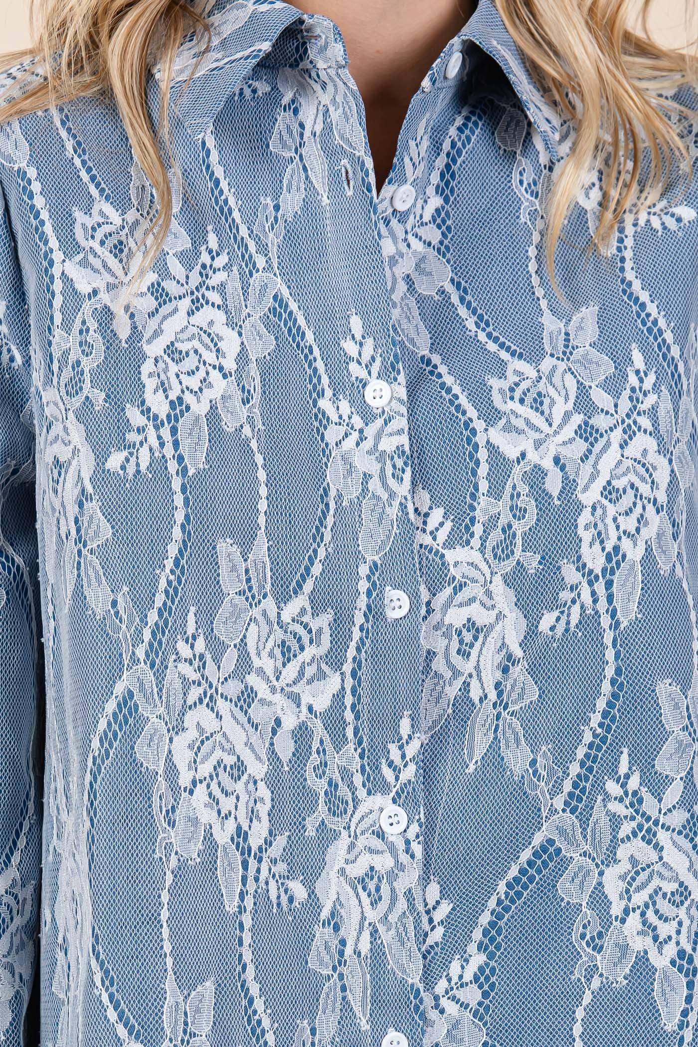 Denim & Lace Button Up - Image 5