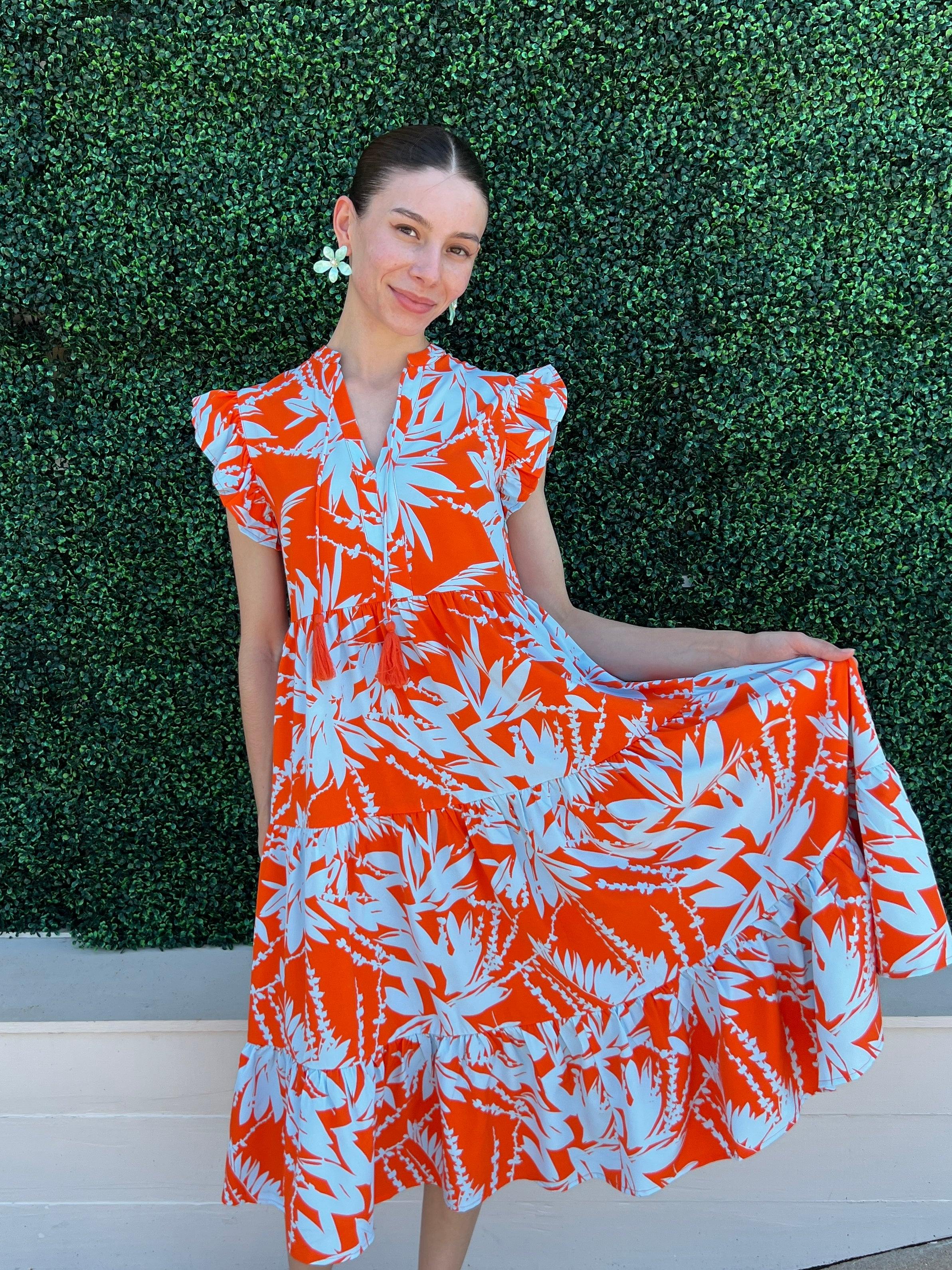 Orange Palms Print Midi - Image 2