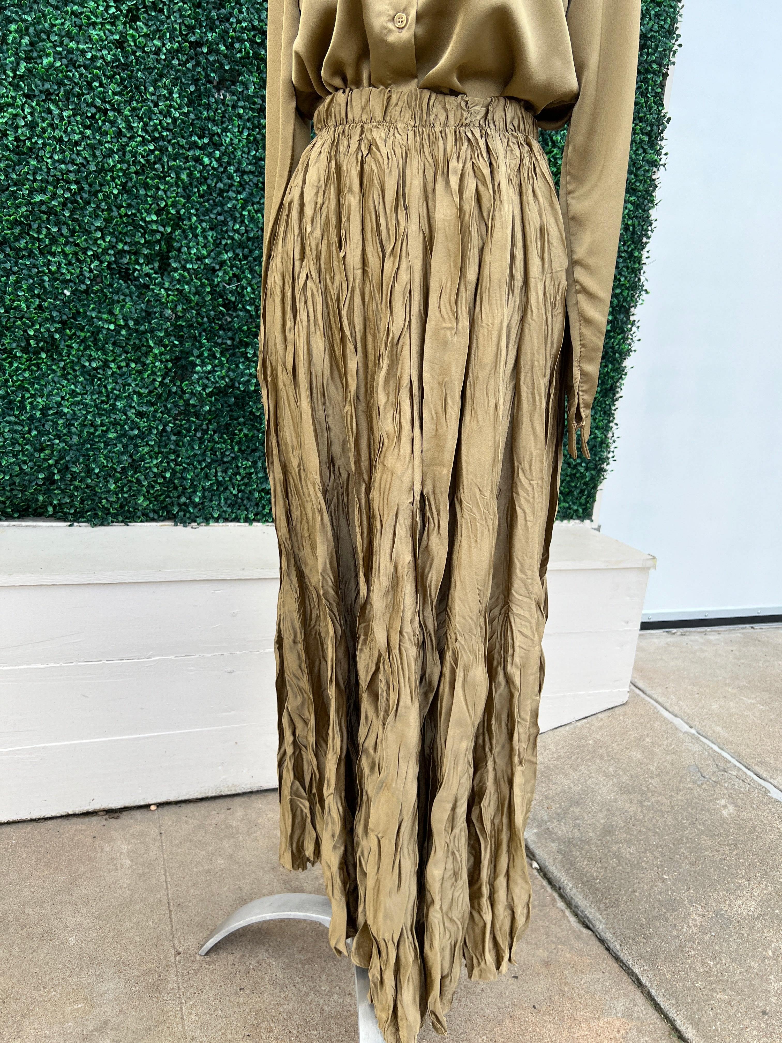 Gold Crinkle Maxi Skirt - Image 6