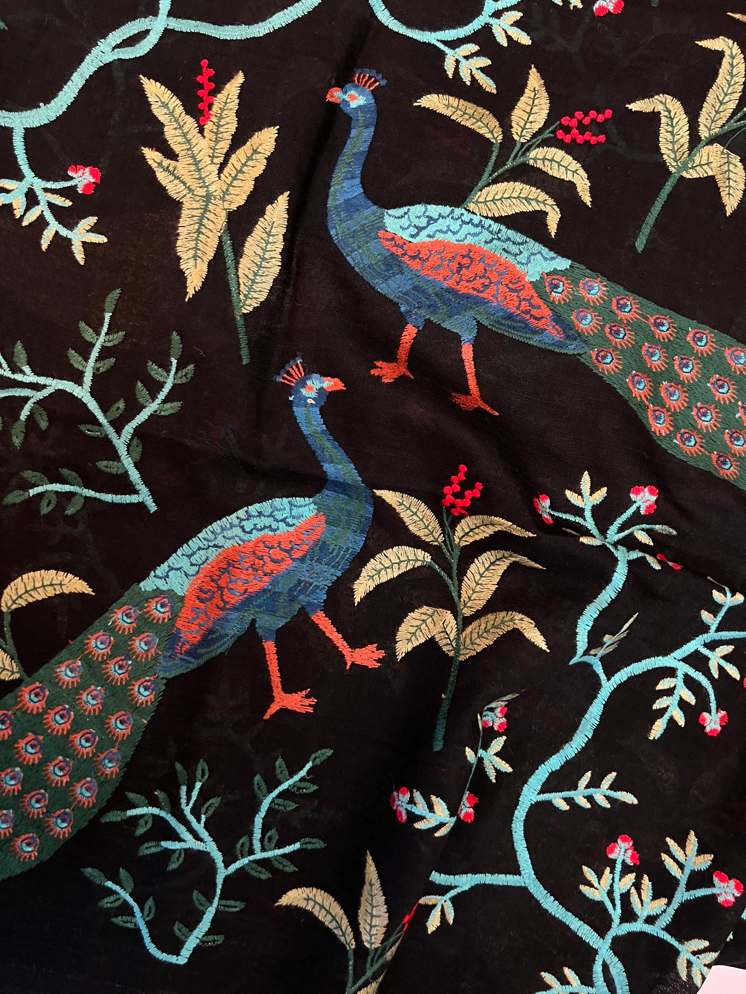 Embroidered Shawl Peacock - Image 2