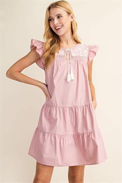 Embroidered Tassel Ruffle Dress - Image 3