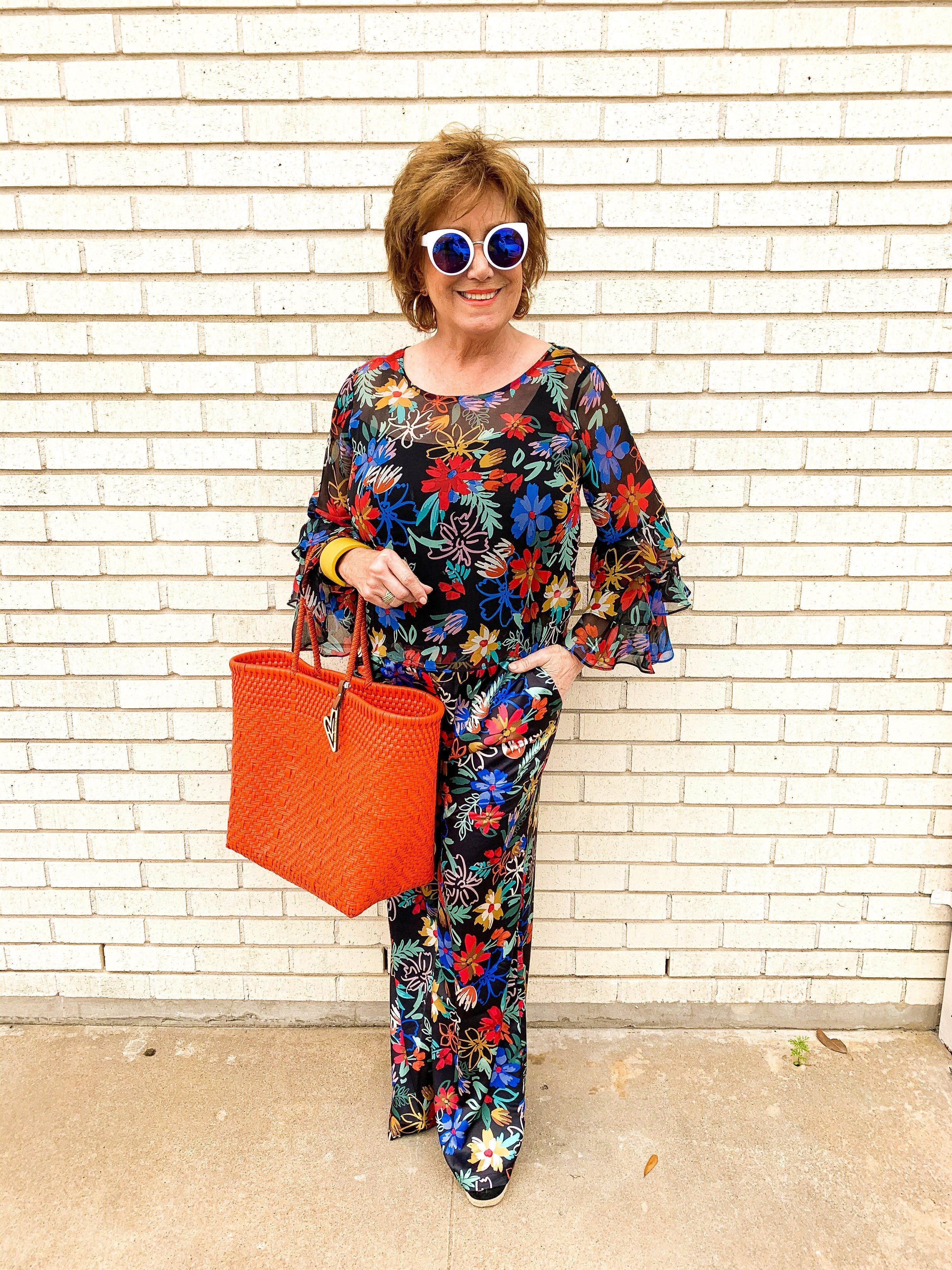 Floral Sheer Bell Sleeved Top - Image 2
