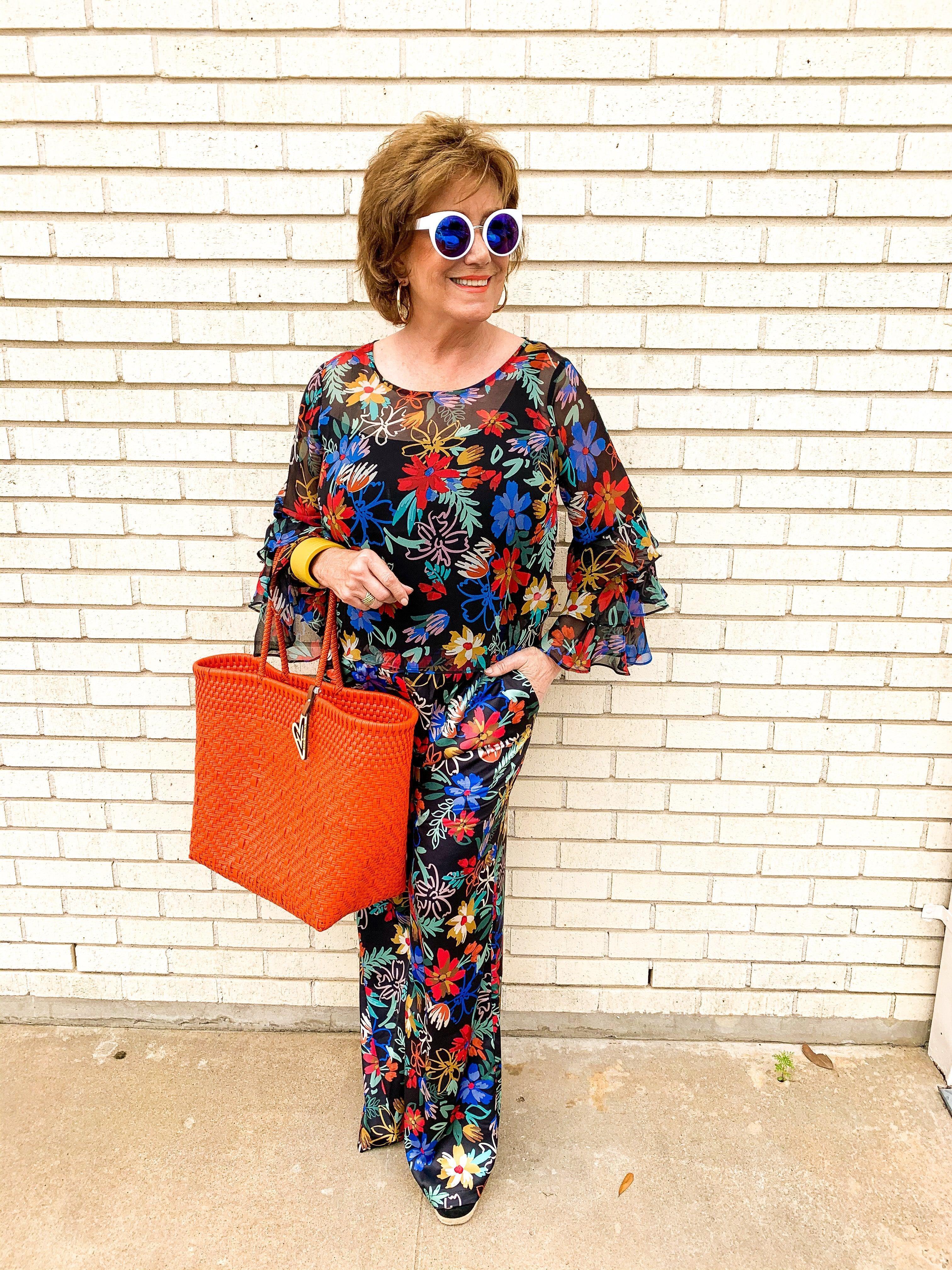 Floral Sheer Bell Sleeved Top - Image 3