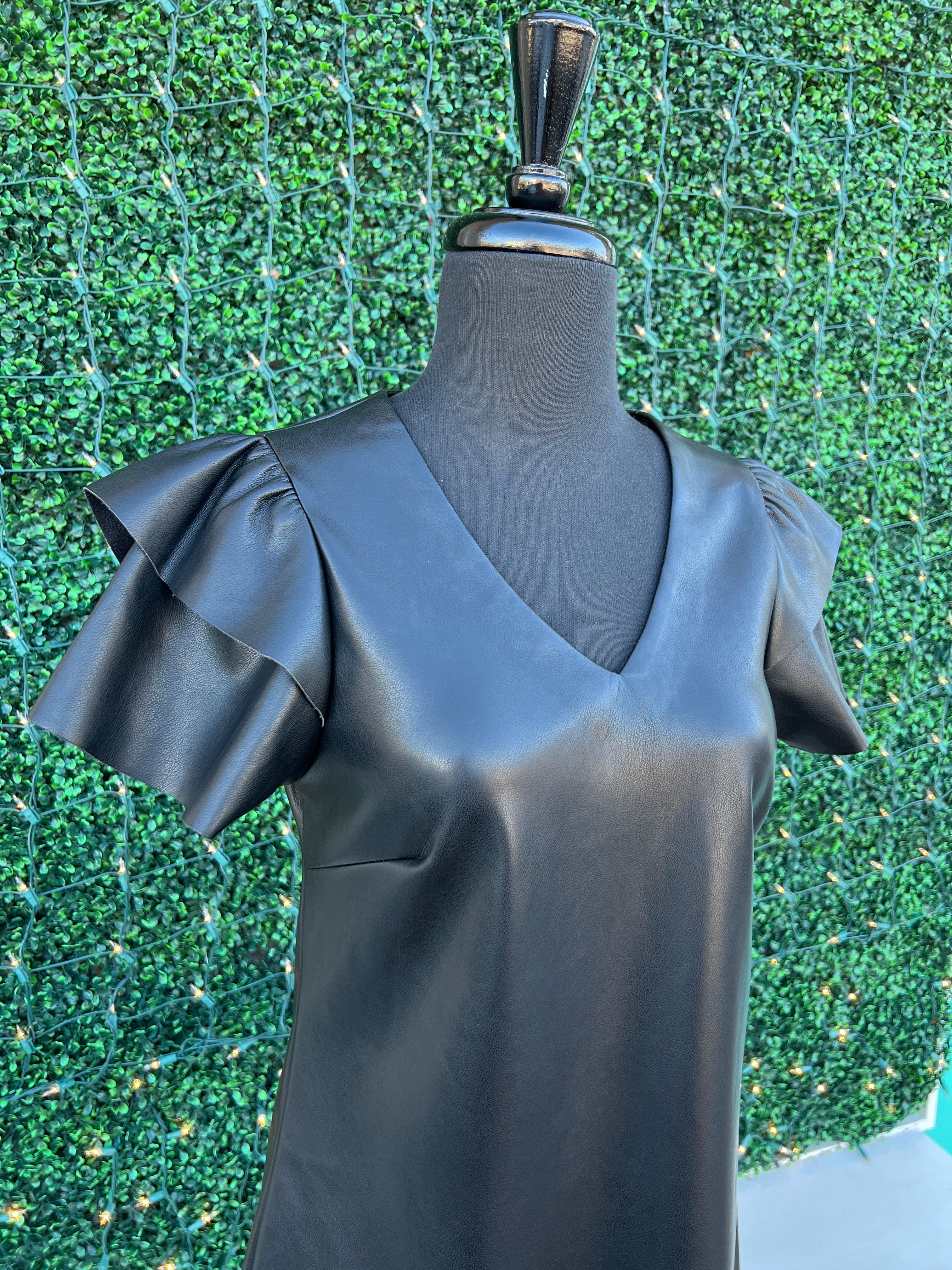 Pleather Flutter Dress - Image 5