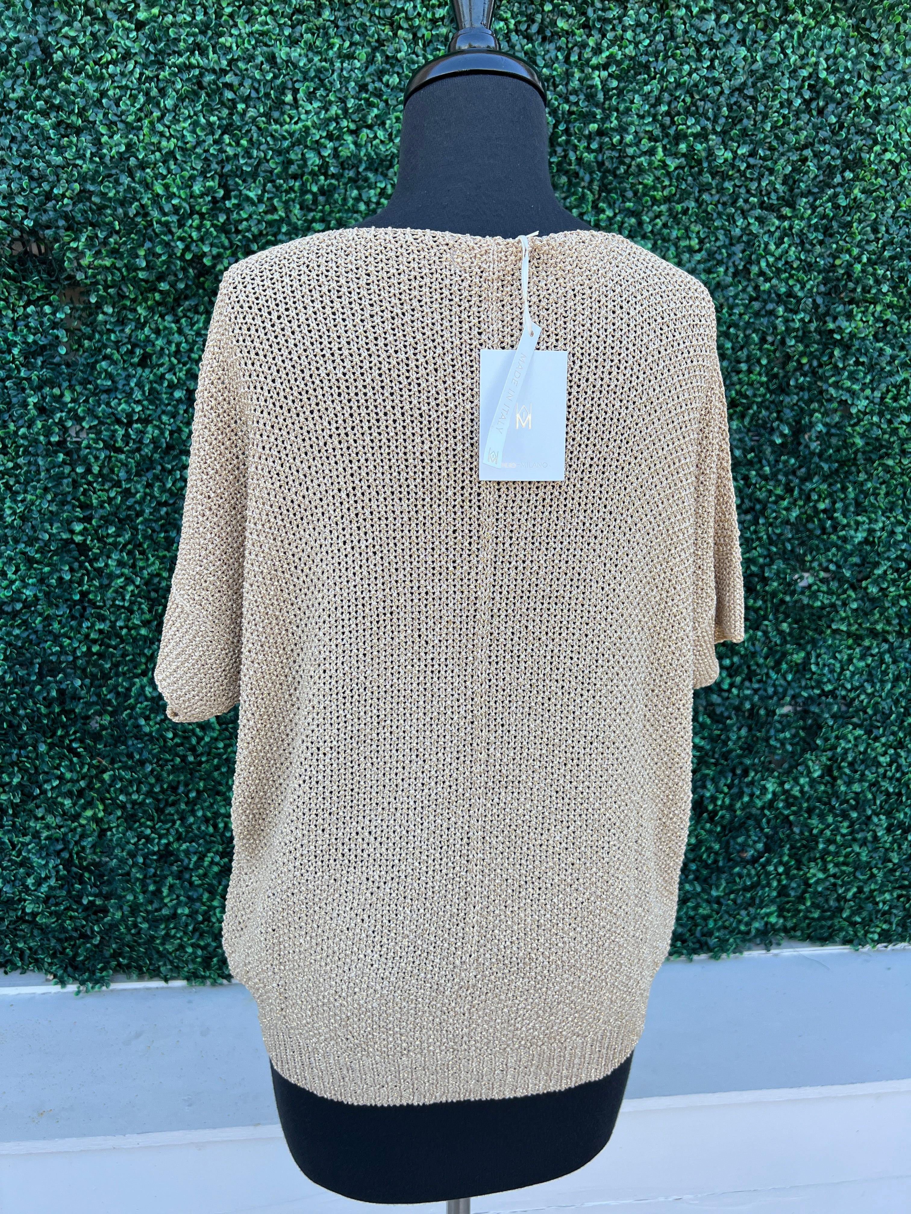 Gold Metallic Open Knit Top - Image 5