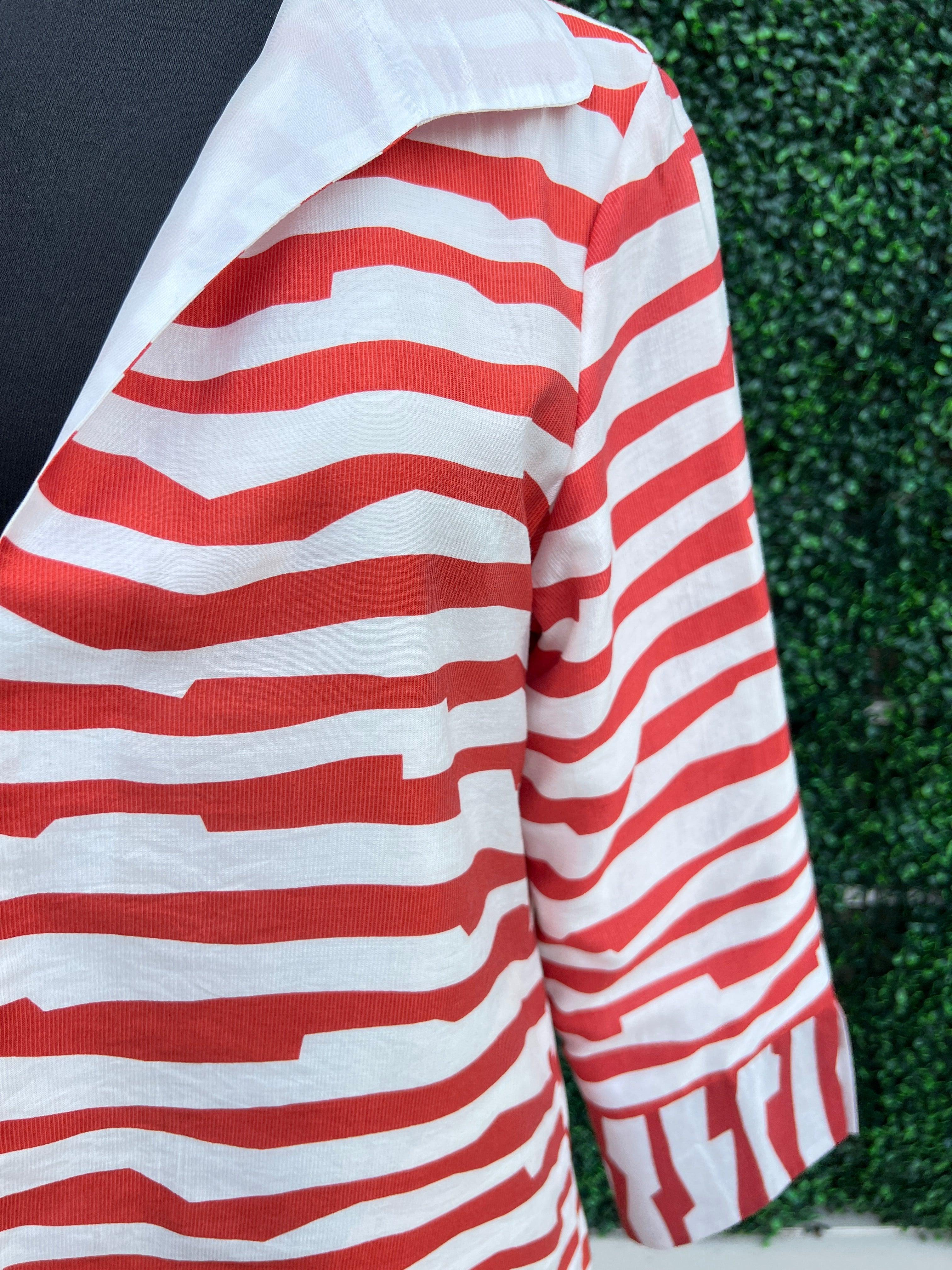 Red & White Striped Hi-Lo Jacket - Image 6
