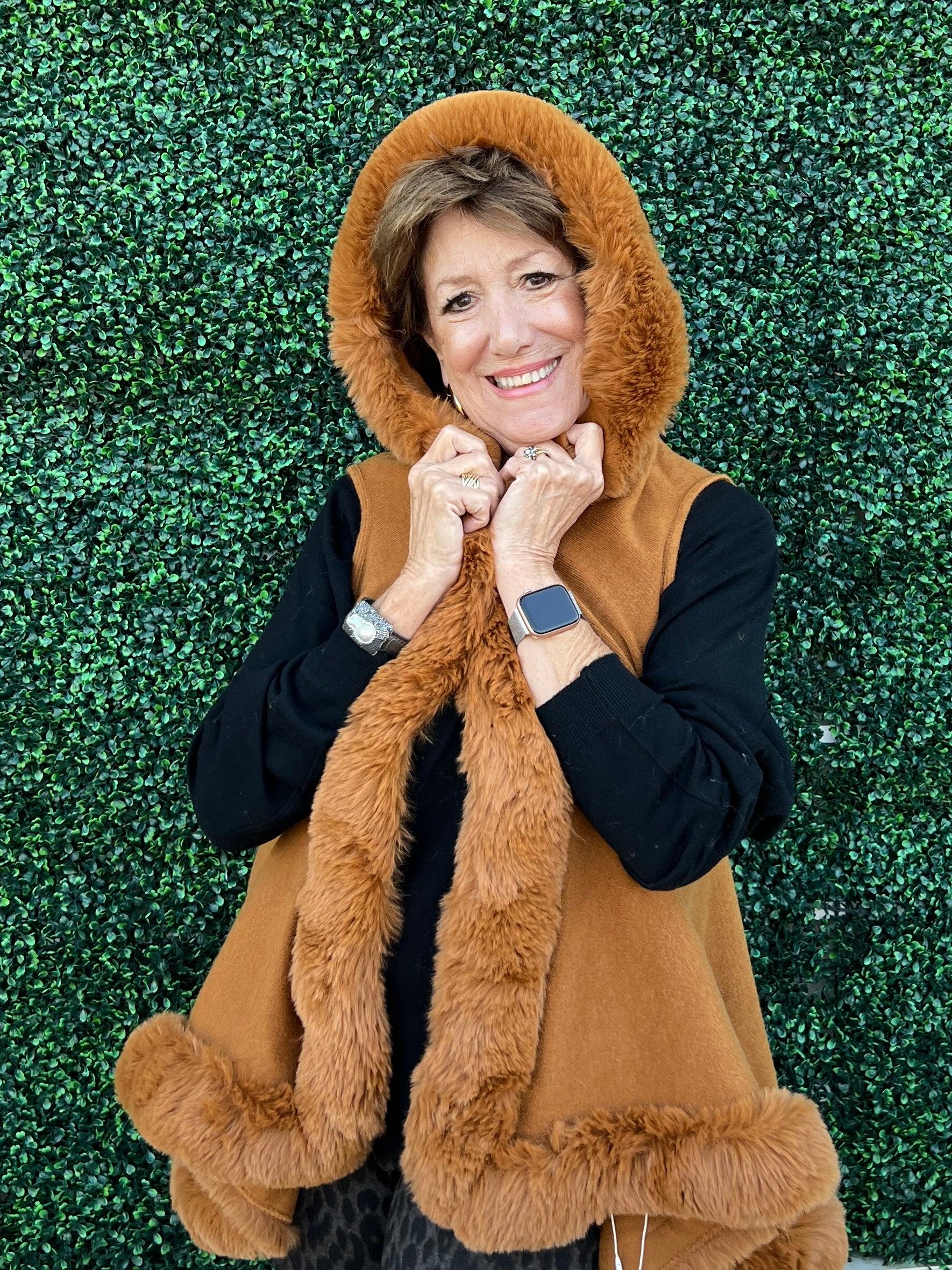 Hooded Faux Fur Swing Vests - Image 5