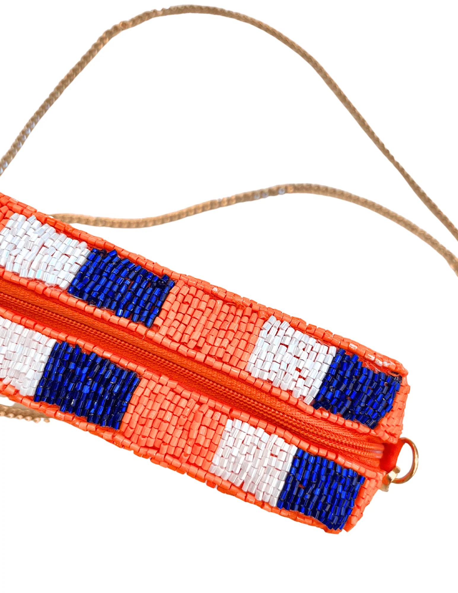 Orange White and Blue Beaded Crossbody - Image 4