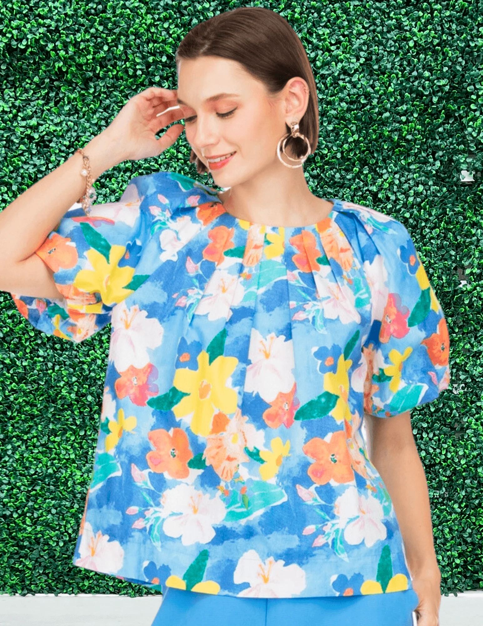 Painted Pleated Puff Top - Image 4