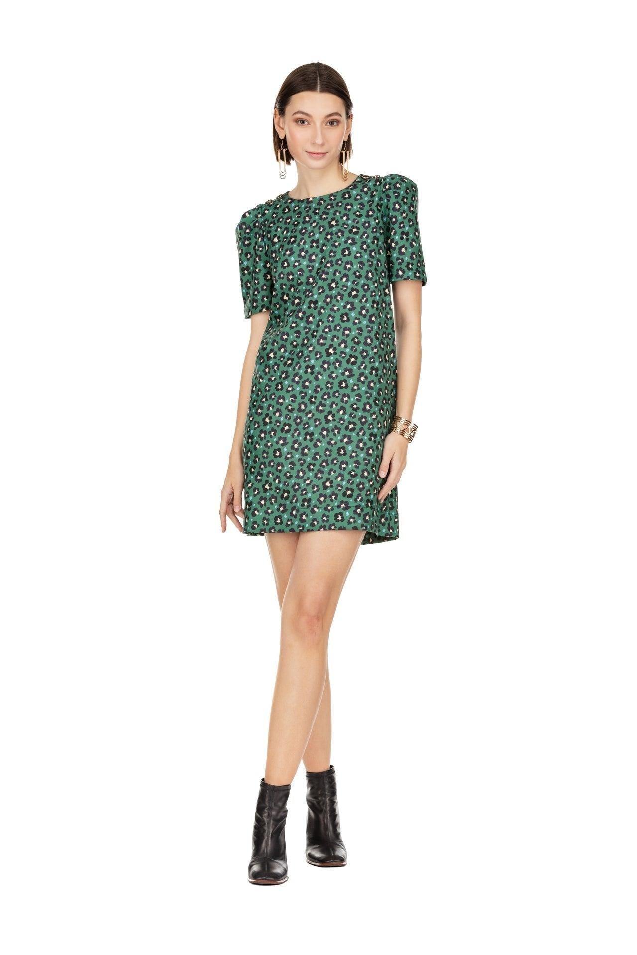 Green Chic Leopard Print Dress - Image 3
