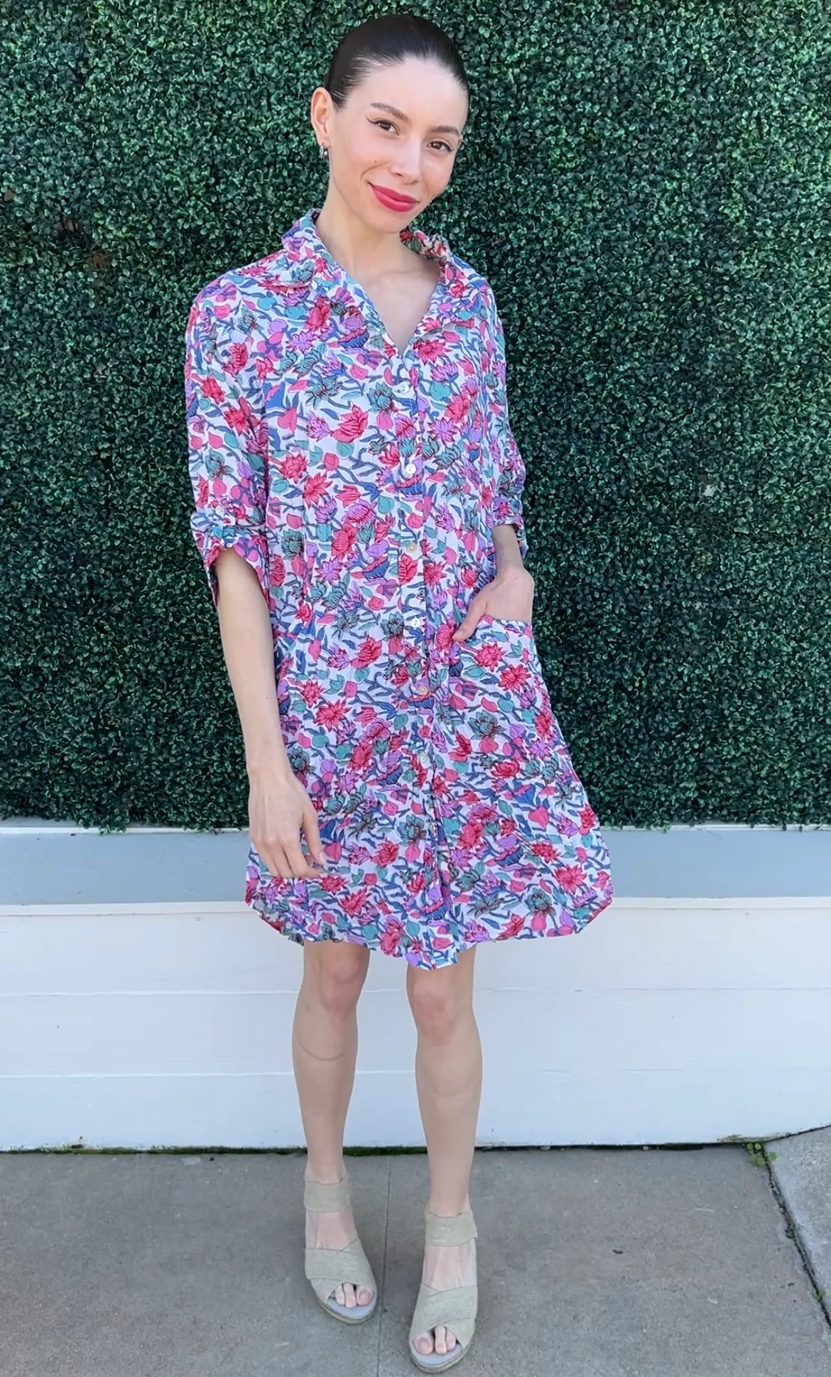 JIJI Lilac Print Cotton Shirt Dress
