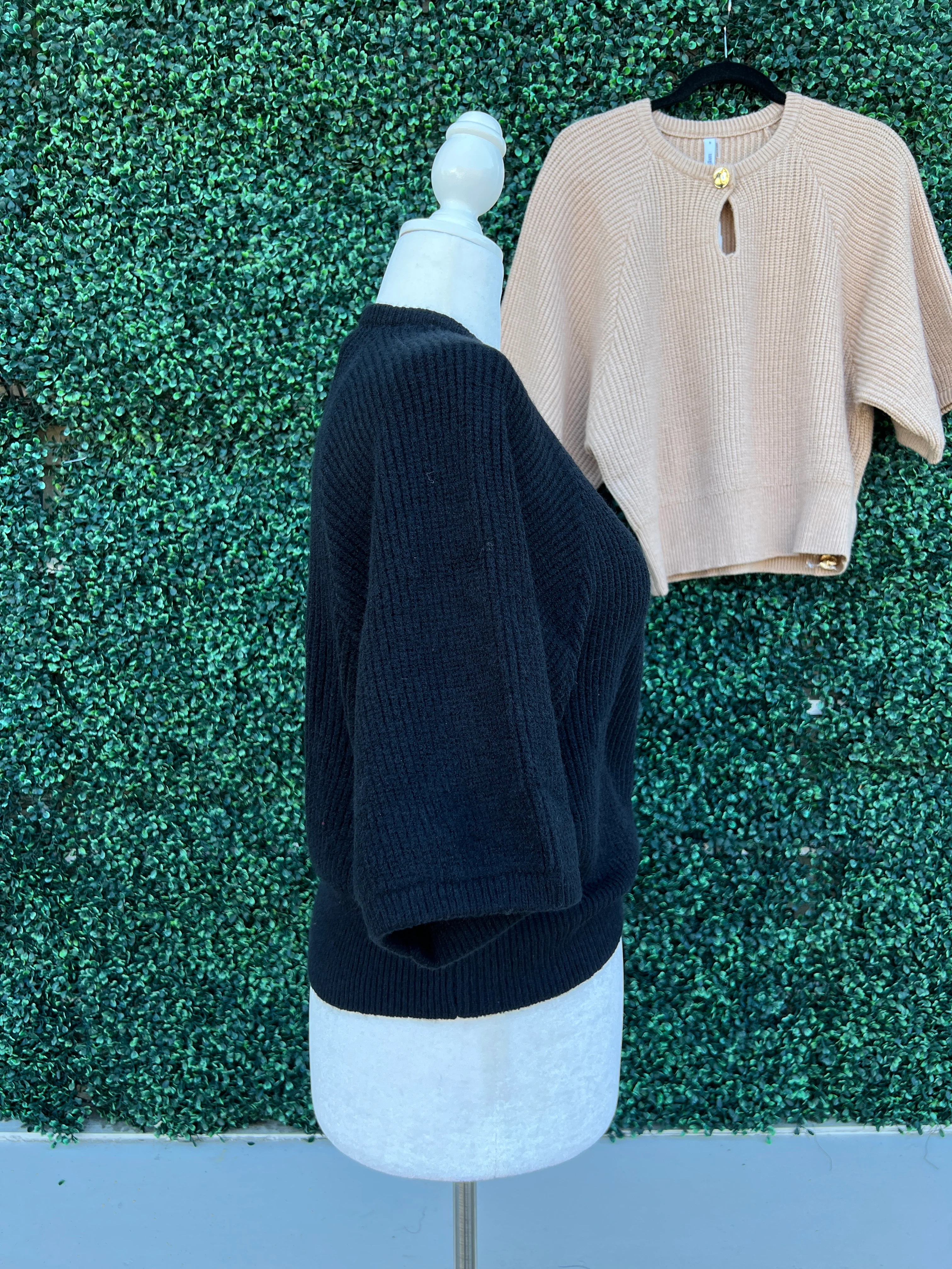 Gold Keyhole Short Sleeve Sweater - Image 3