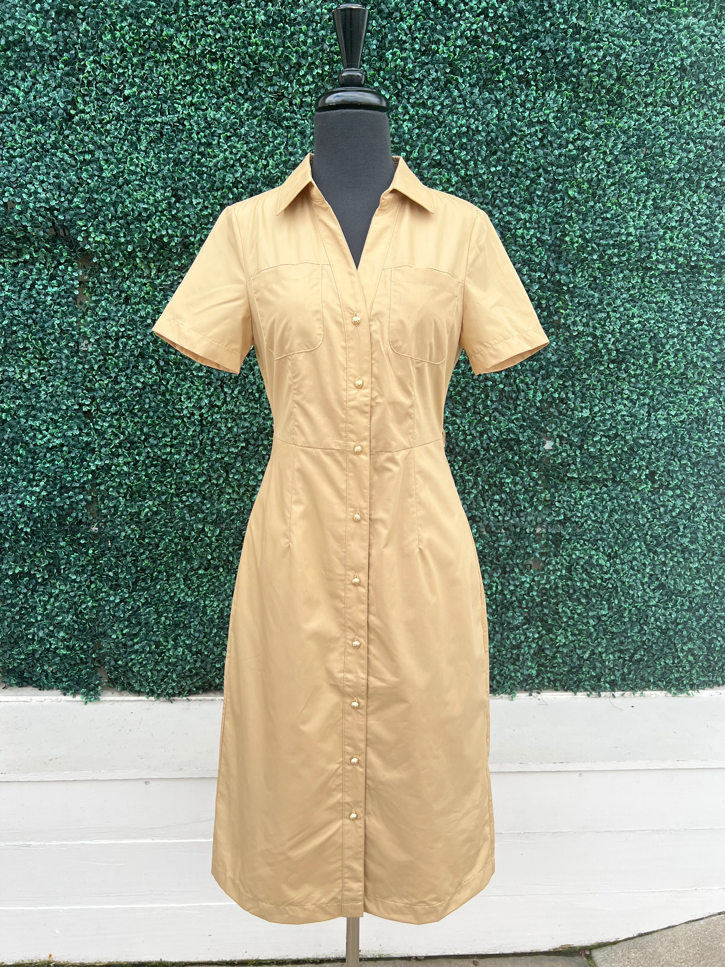 Khaki Fitted Midi Dress - Image 2