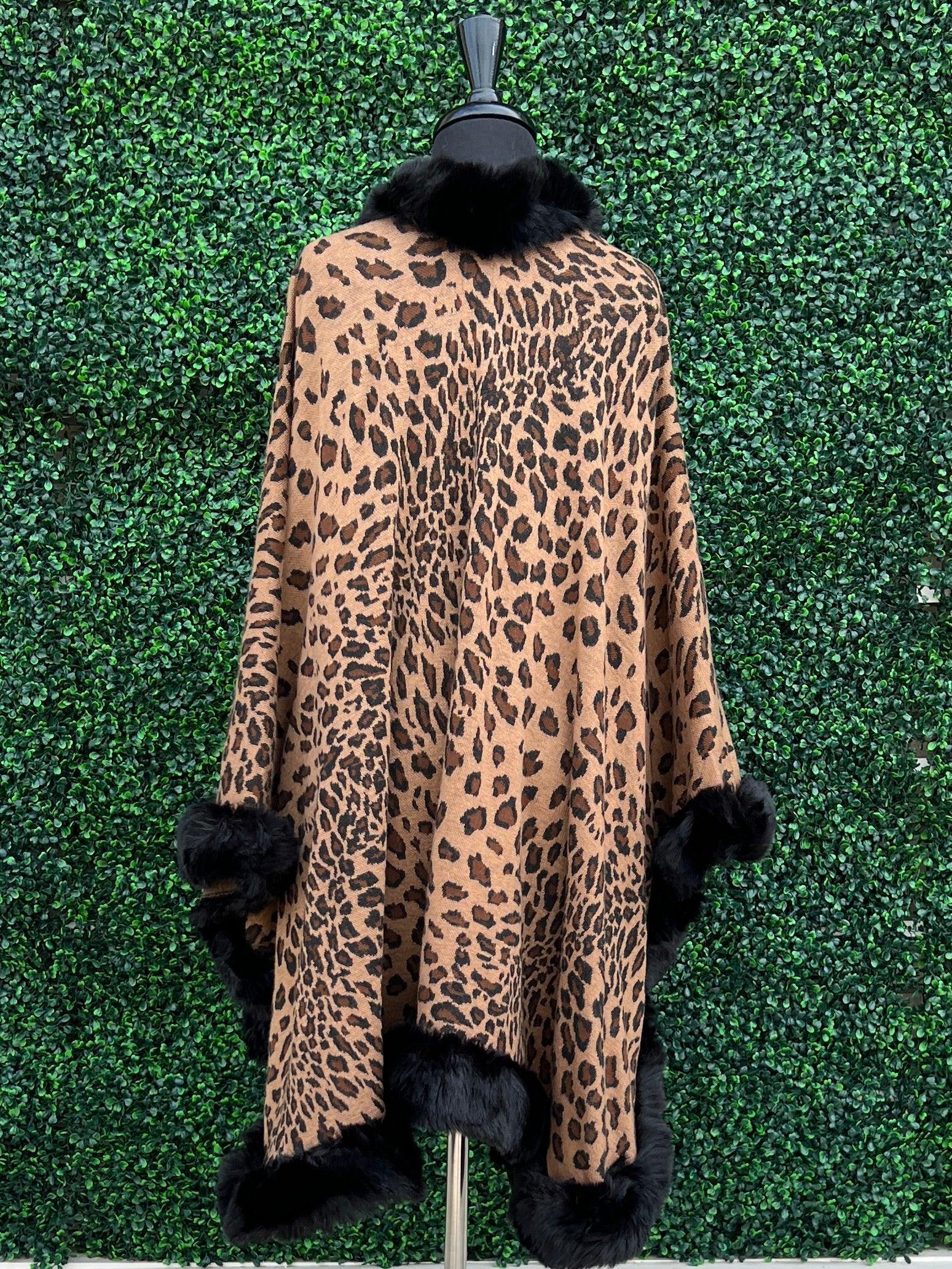 Leopard Faux Fur Cape - Image 3