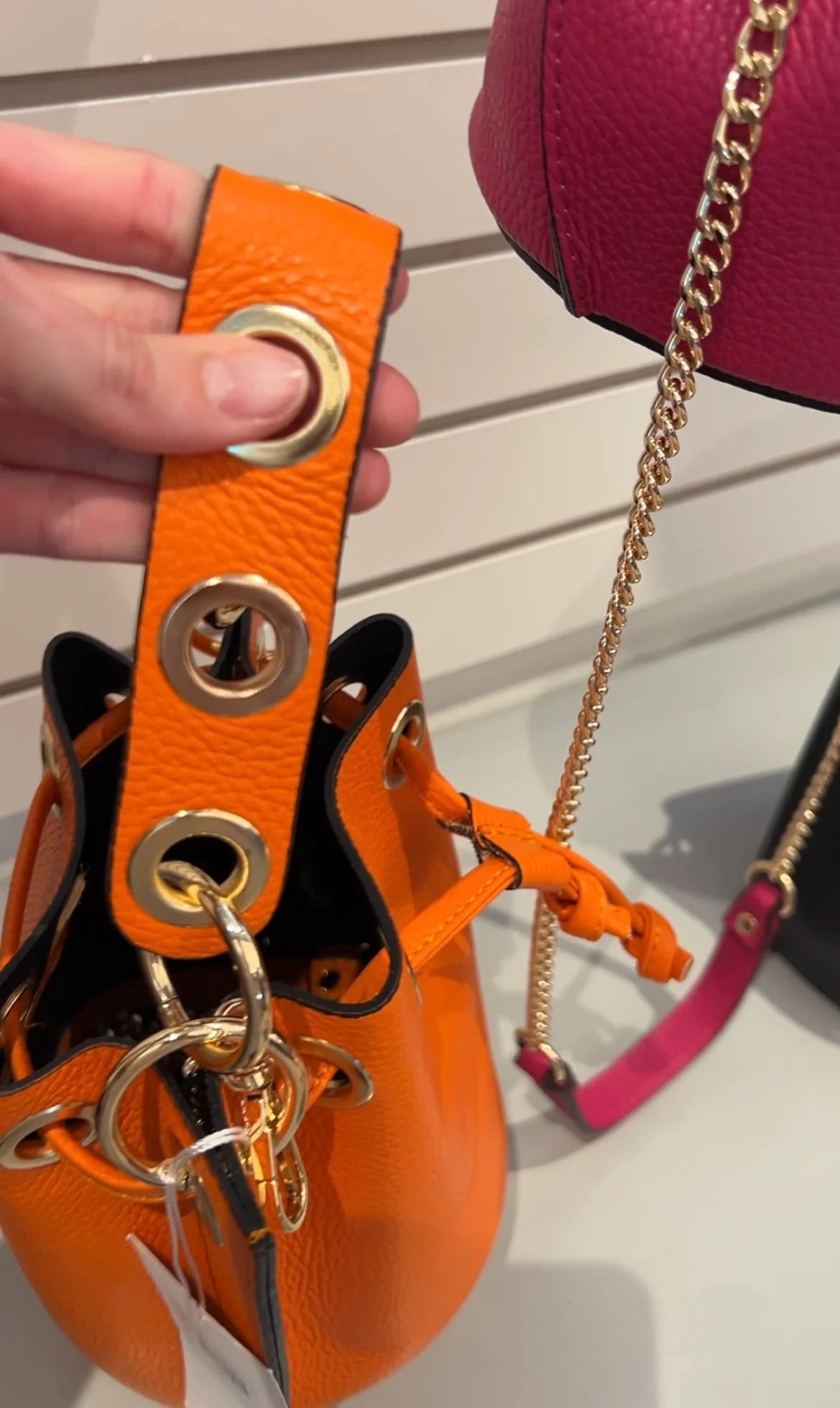 Grommet Leather Bucket Bag - Image 2