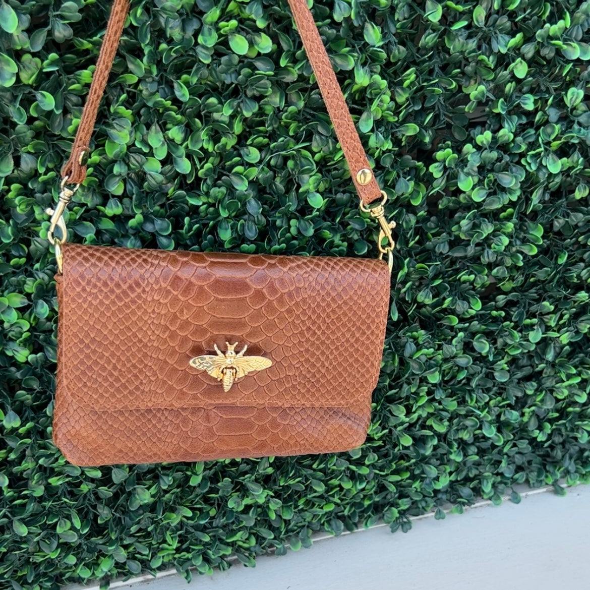 Embossed Leather Bee Bag - Image 21
