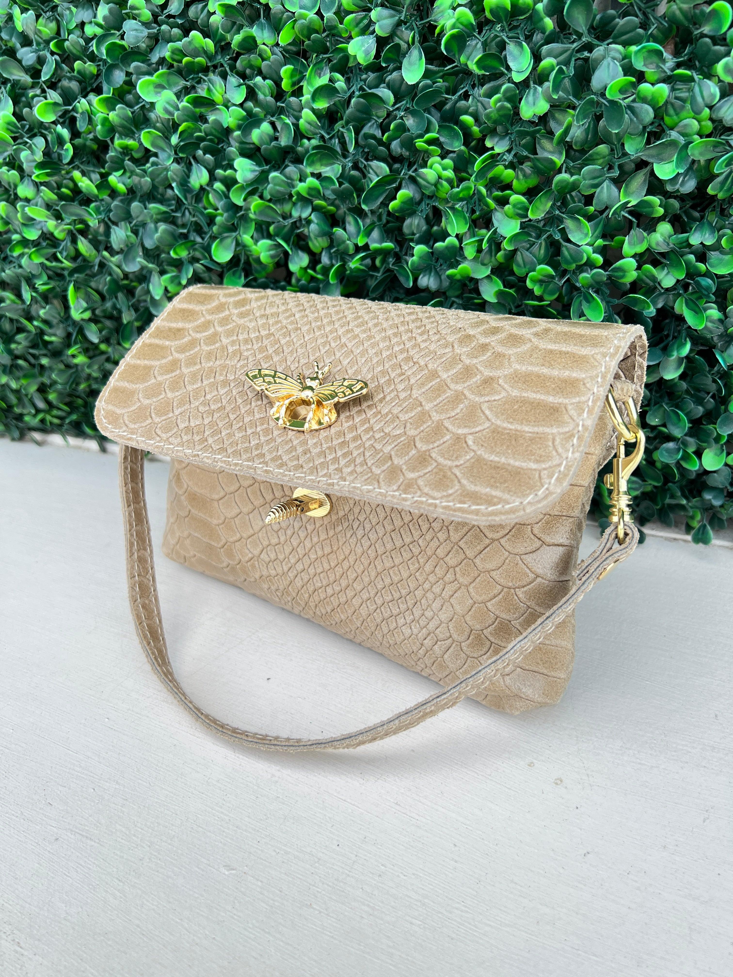 Embossed Leather Bee Bag - Image 6