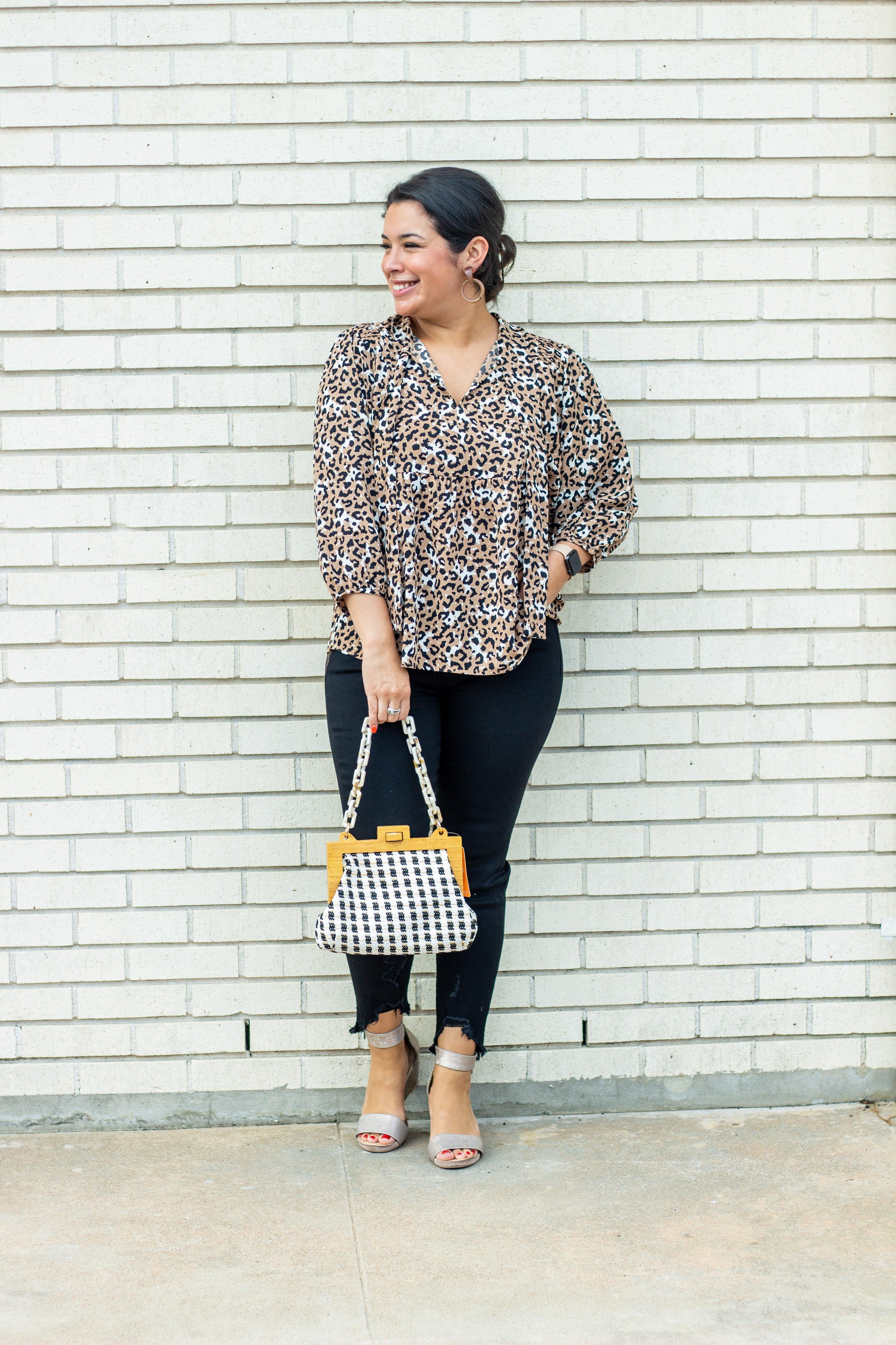Leopard Balloon Sleeved Top