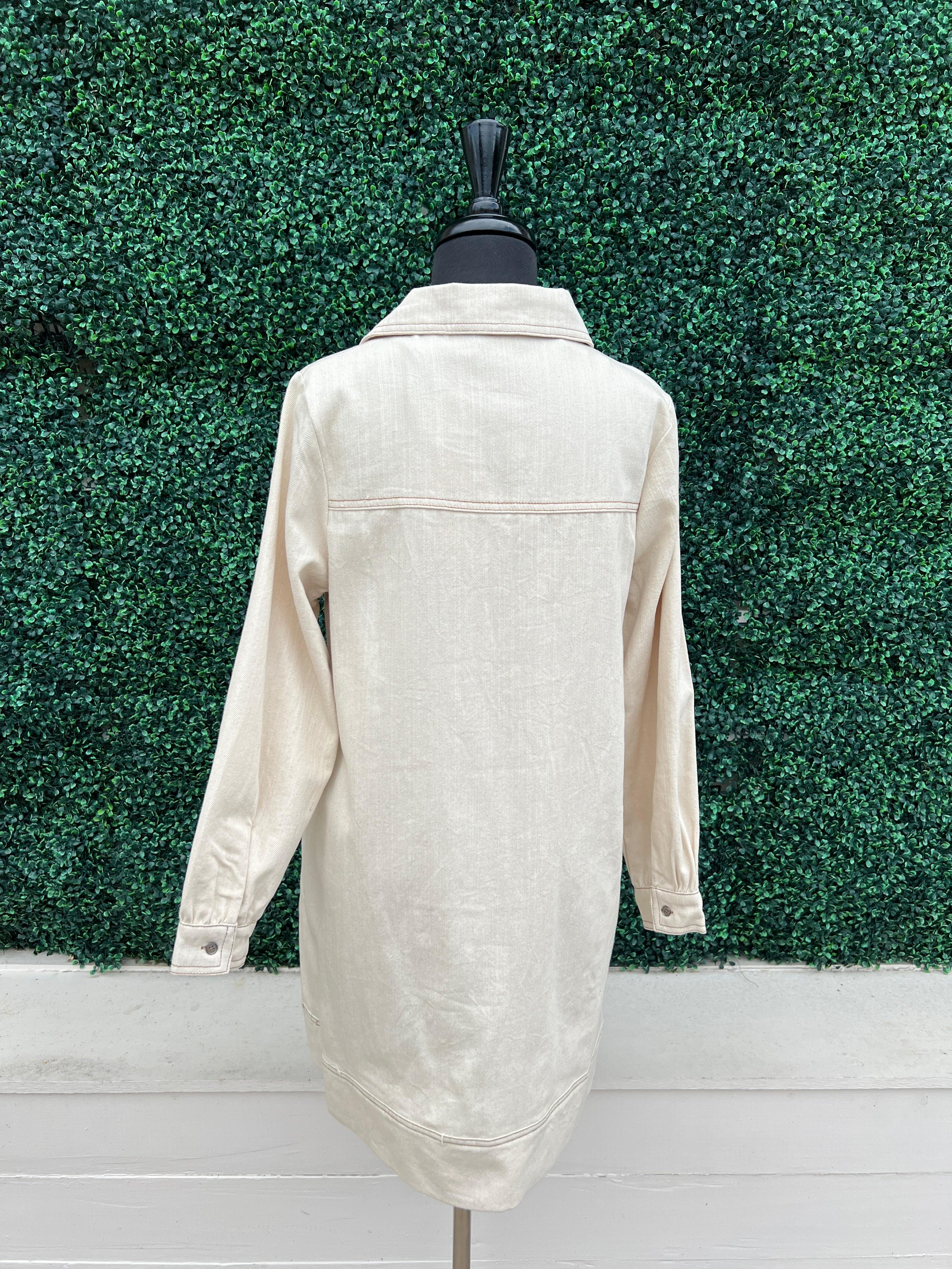 Cream Denim Dress - Image 4