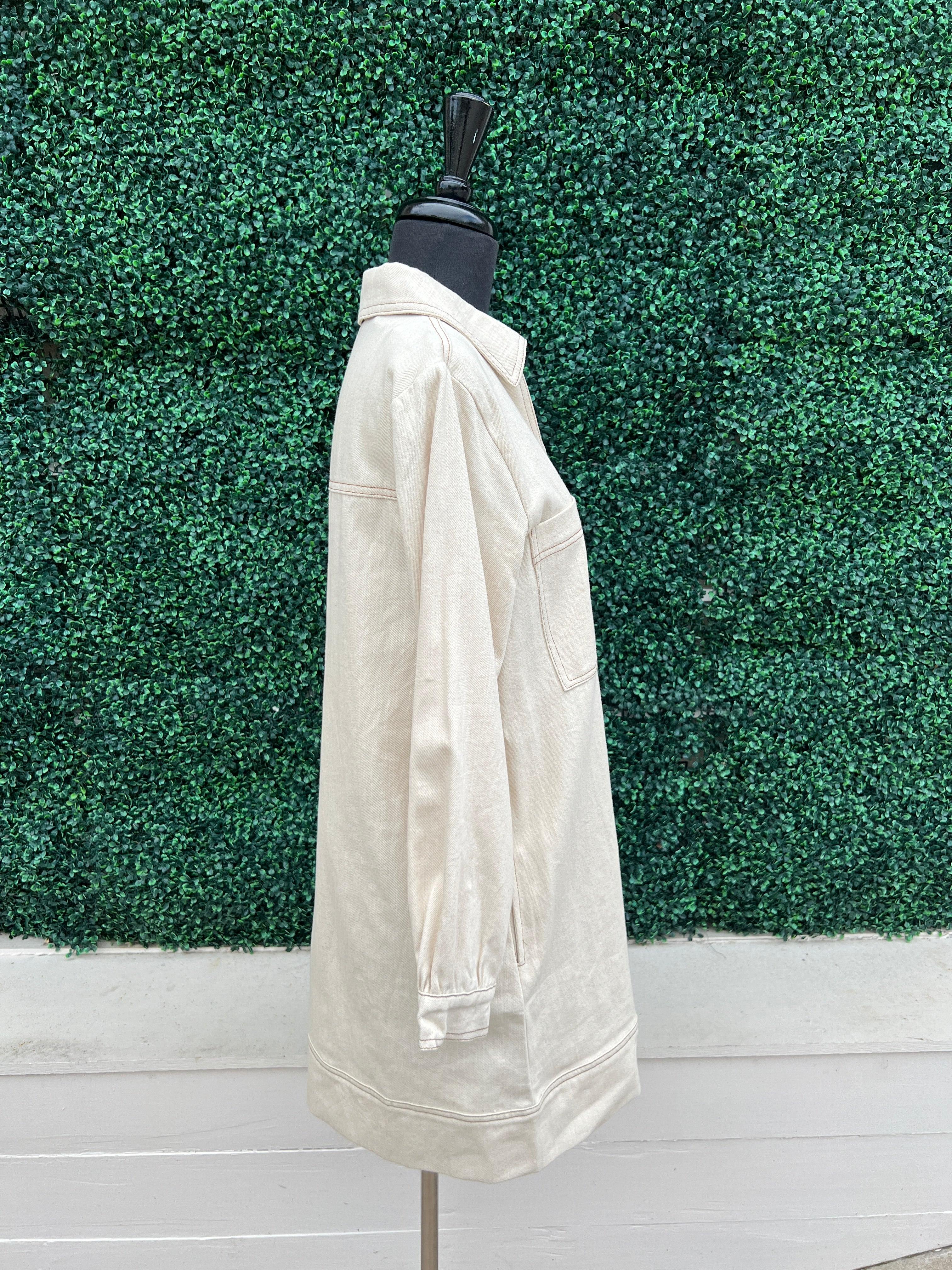 Cream Denim Dress - Image 5