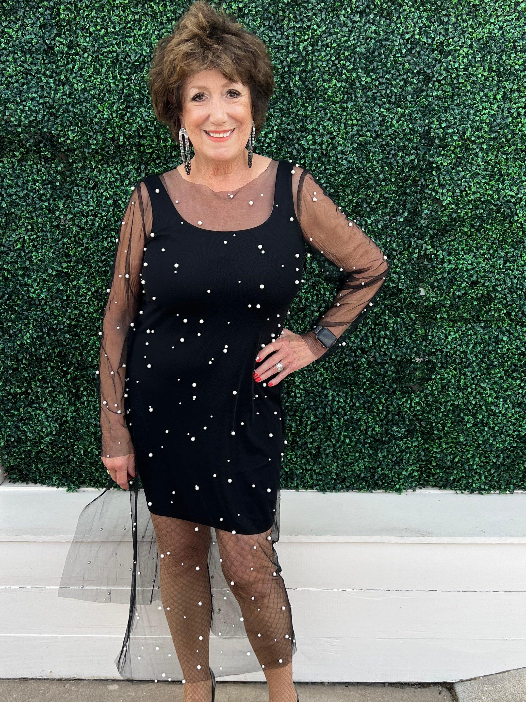 Mesh Pearl Midi Dress - Image 2