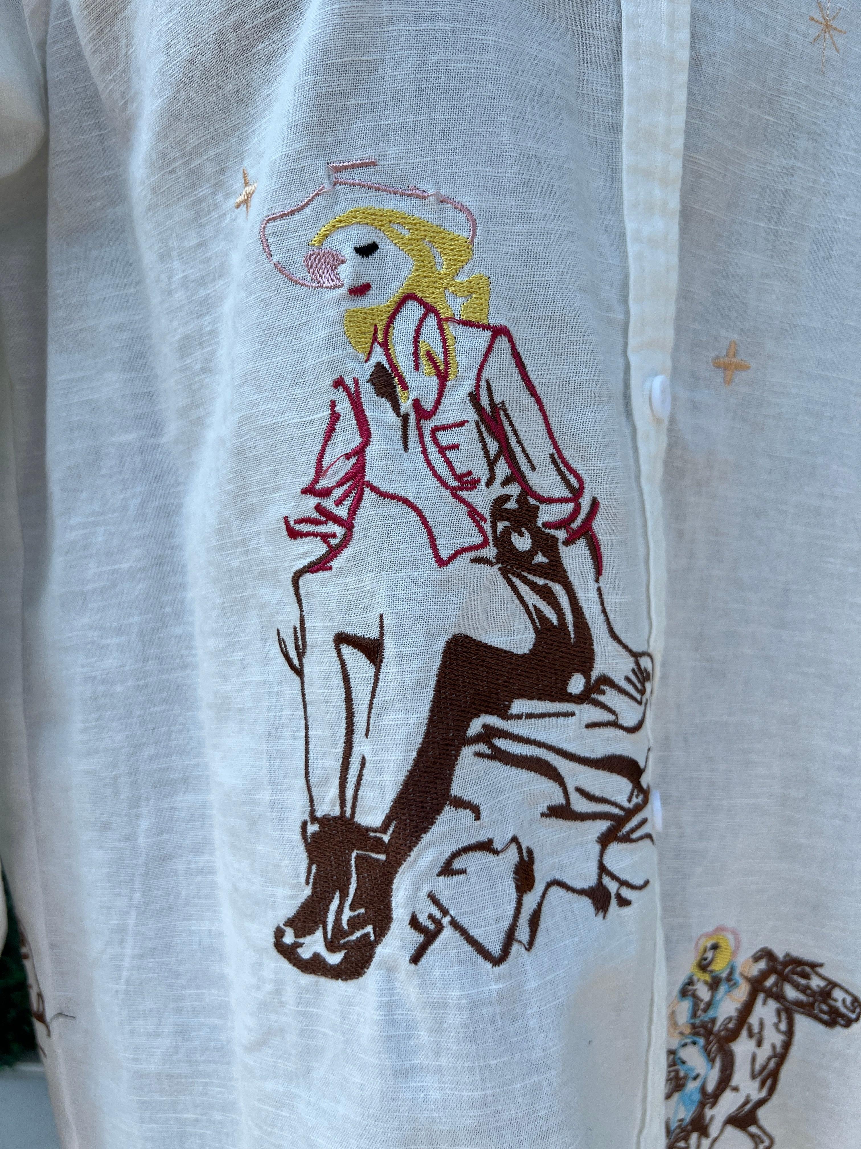 Vintage Cowgirl Embroidered Blouse - Image 6