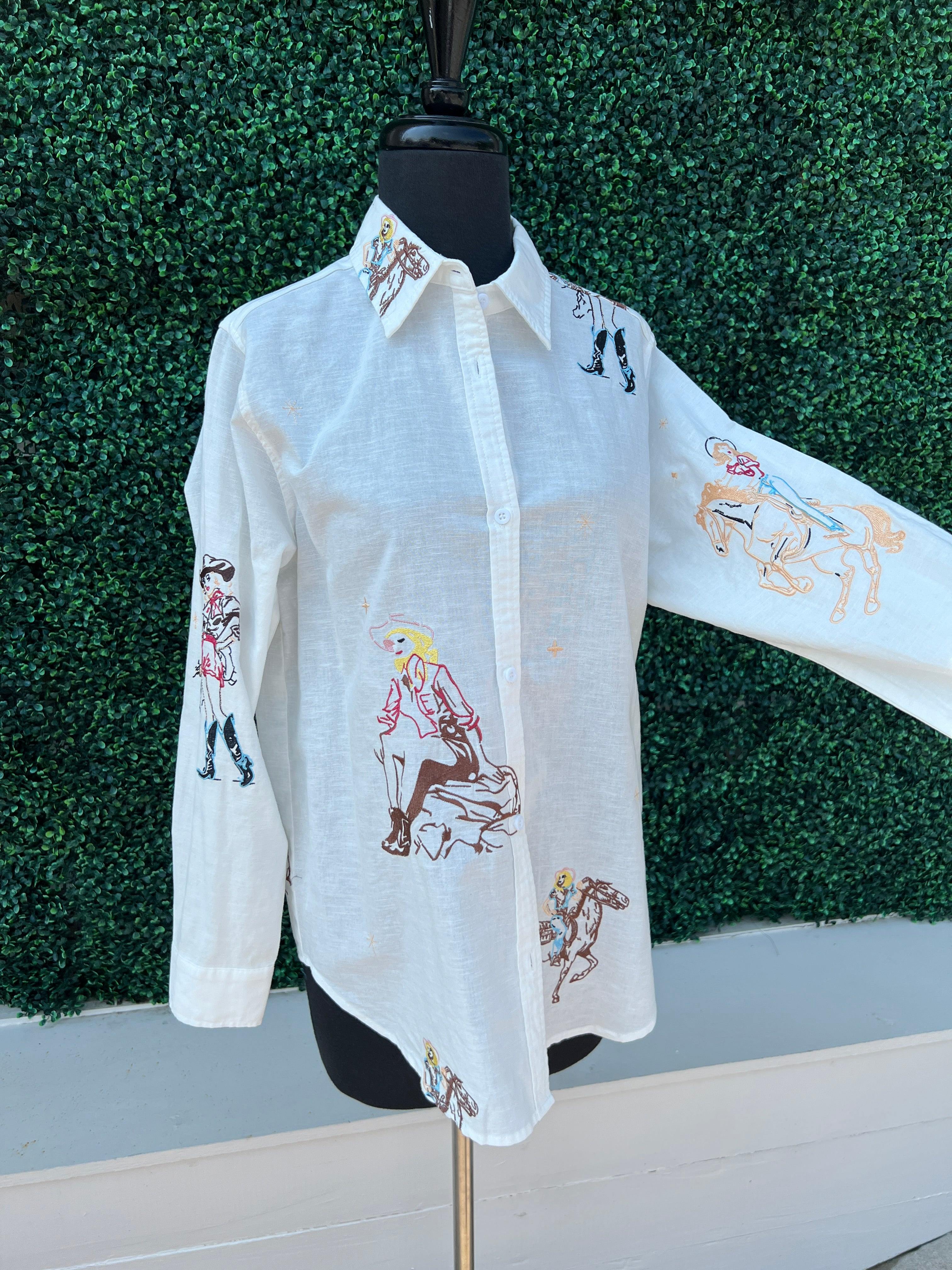 Vintage Cowgirl Embroidered Blouse - Image 8